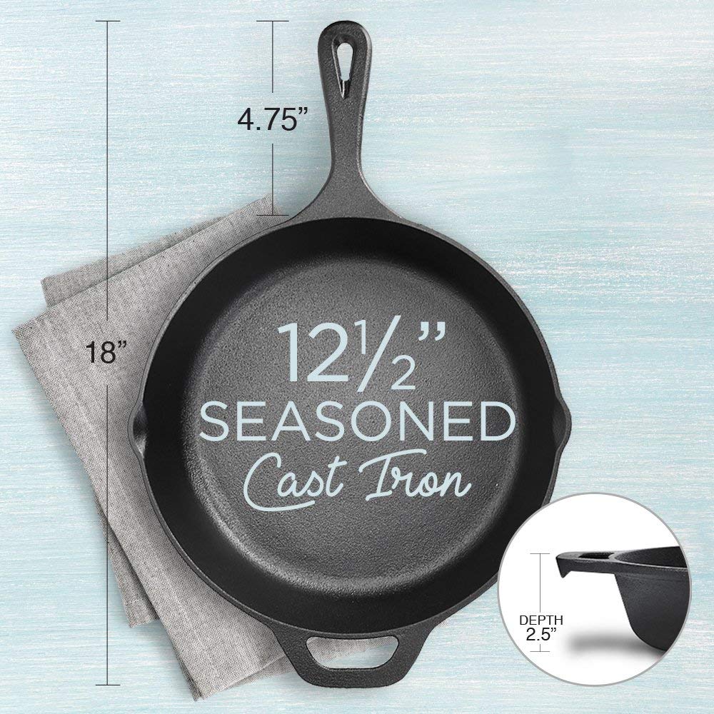 Fresh Australian Kitchen Pre-Seasoned Cast Iron Skillet - 12 Inch Pan