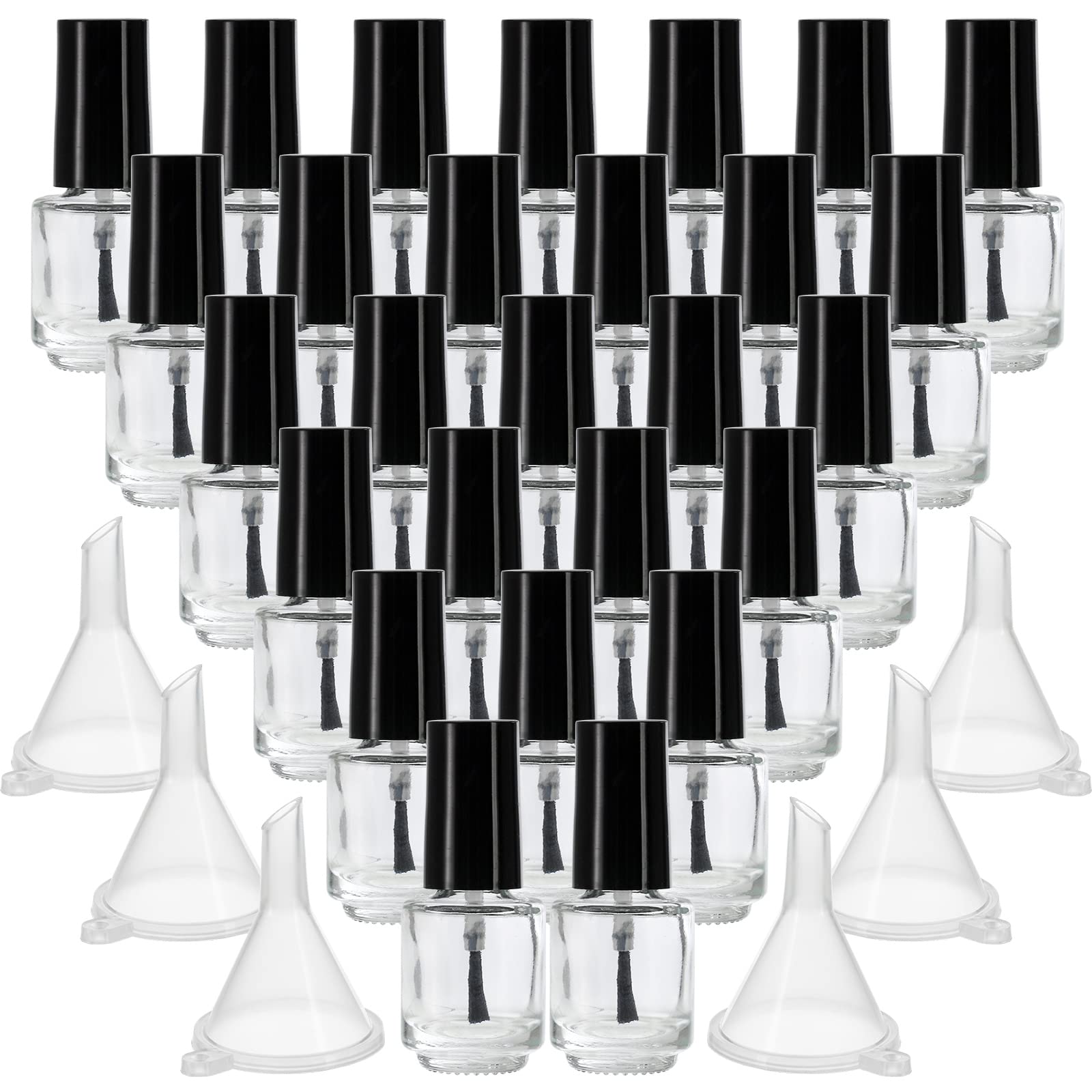 ZENFUN 50 Pack Empty Nail Polish Bottles | 5ml Clear Glass with Brush