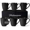 MIAMIO 6-Piece Coffee Mug Set – 400ml Matte Ceramic Large Cups, Black