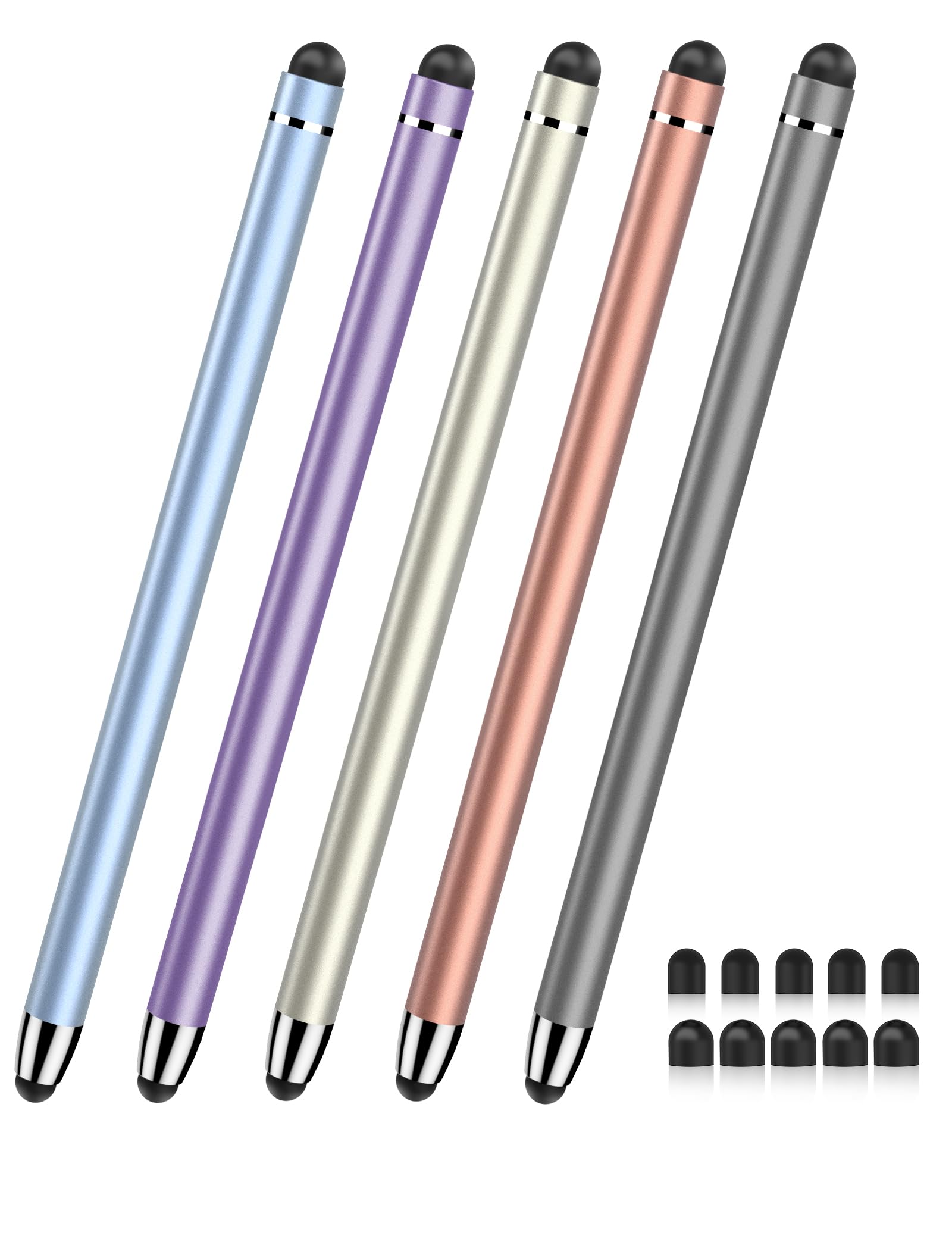 MEKO Universal 2-in-1 Capacitive Stylus Pens for Touch Screens - 5 Pack