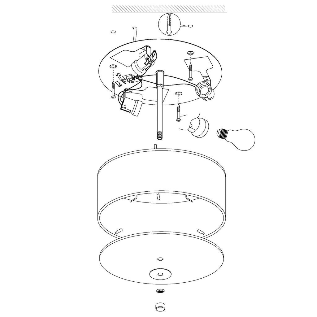EGLO Pasteri 3-Bulb Flush Mount Ceiling Light | White Fabric & Steel