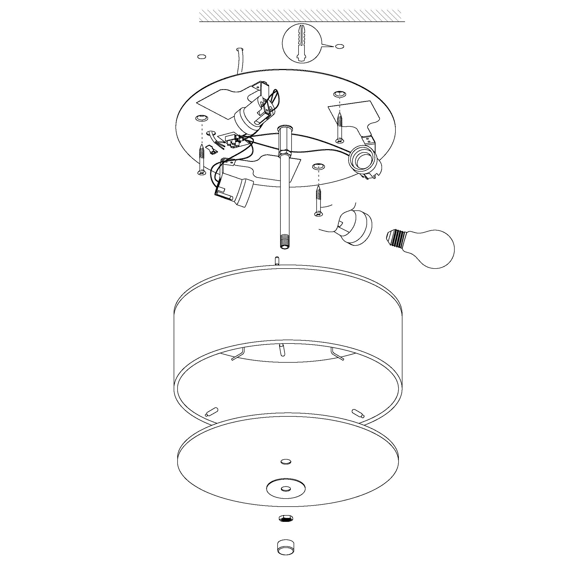 EGLO Pasteri 3-Bulb Flush Mount Ceiling Light | White Fabric & Steel