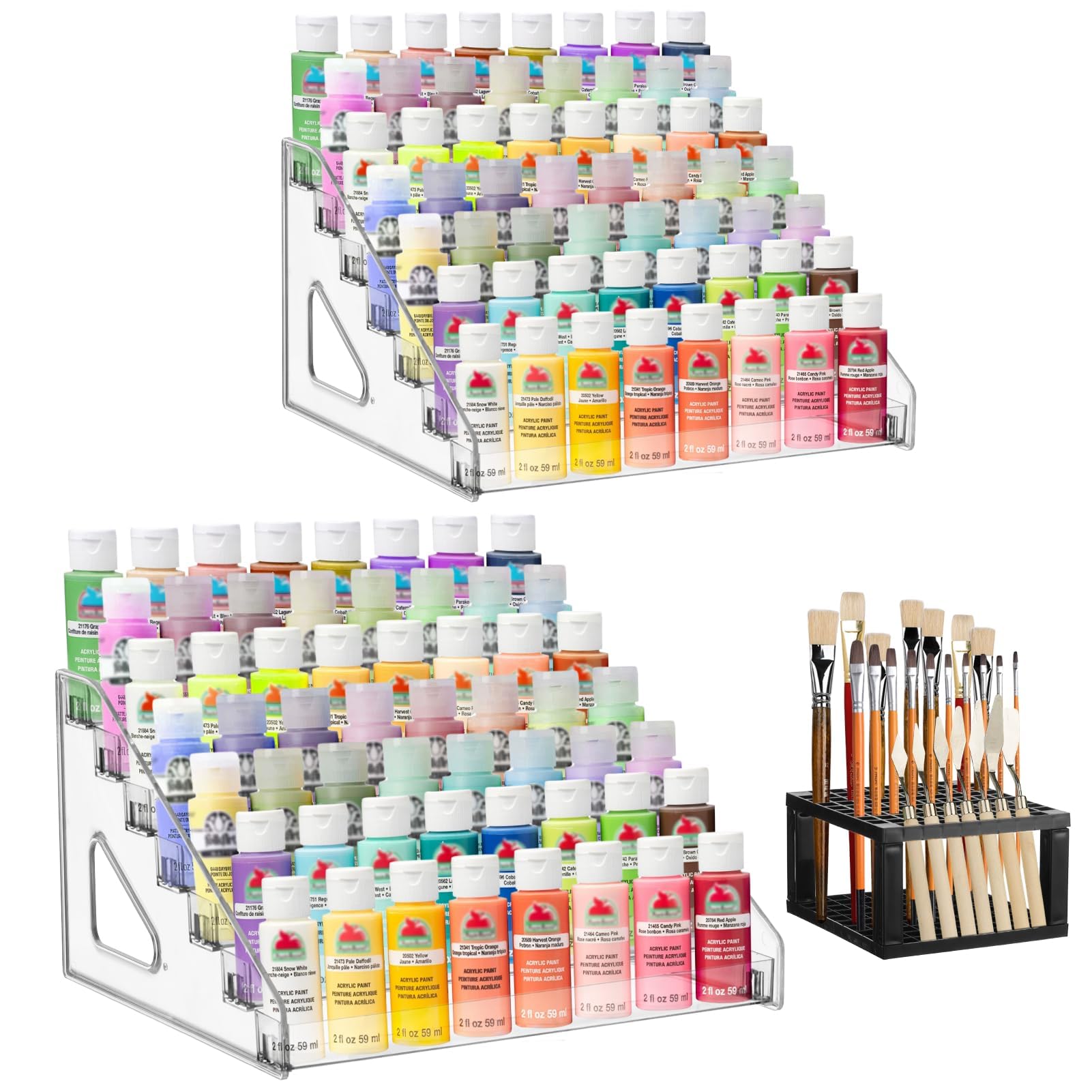7-Tier Acrylic Paint Organizer & Brush Holder - 2 Pack