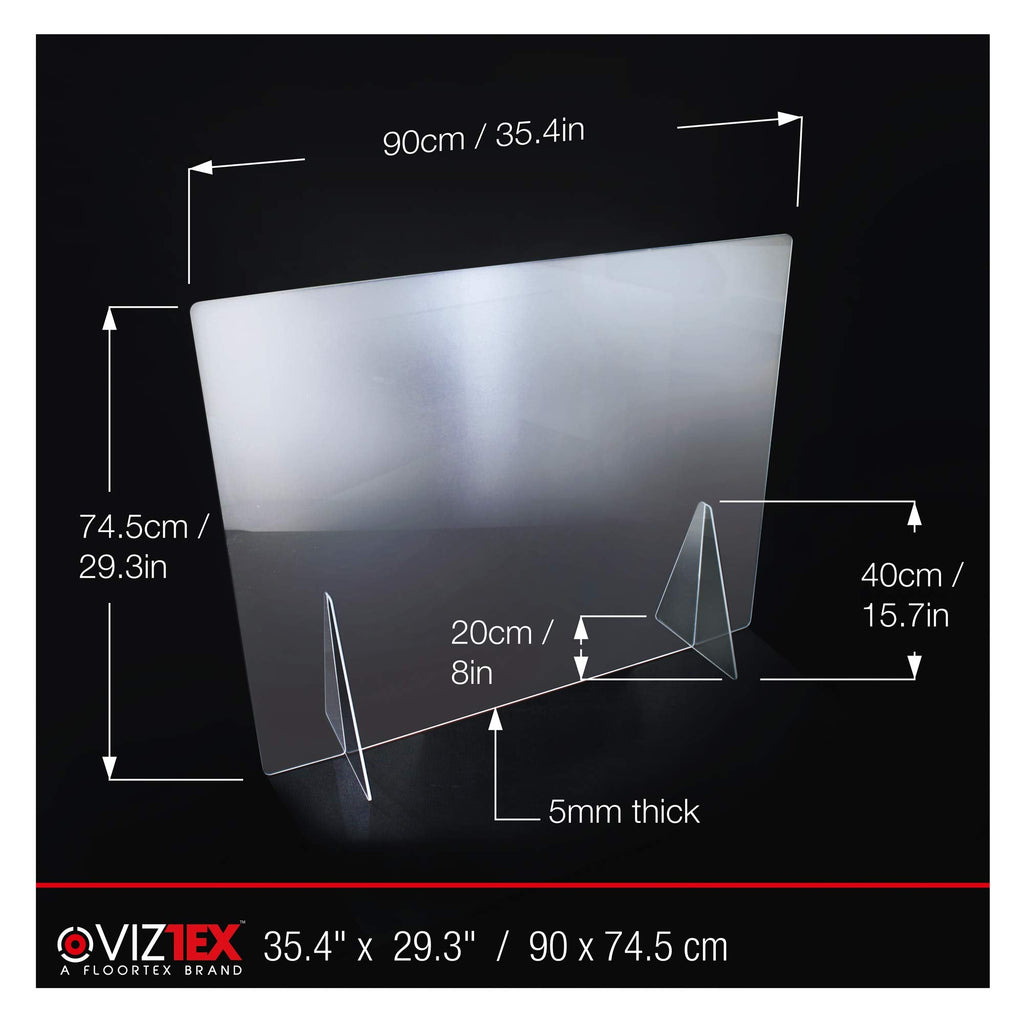 Viztex Protective Sneeze Guard Safety Screen 74.5x90cm Durable 5mm Thick Acrylic Protection Shield Partition for Office Desks, Workstations, Counters - image 3