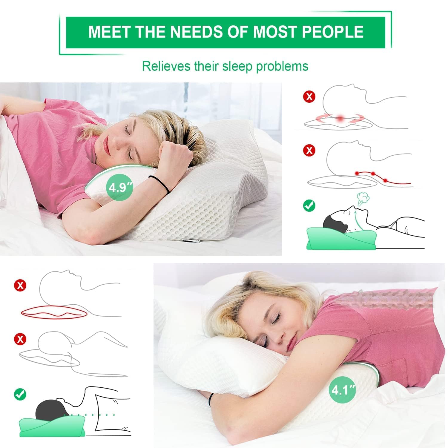 Elviros Cervical Memory Foam Pillow – Orthopedic Neck Support for Pain
