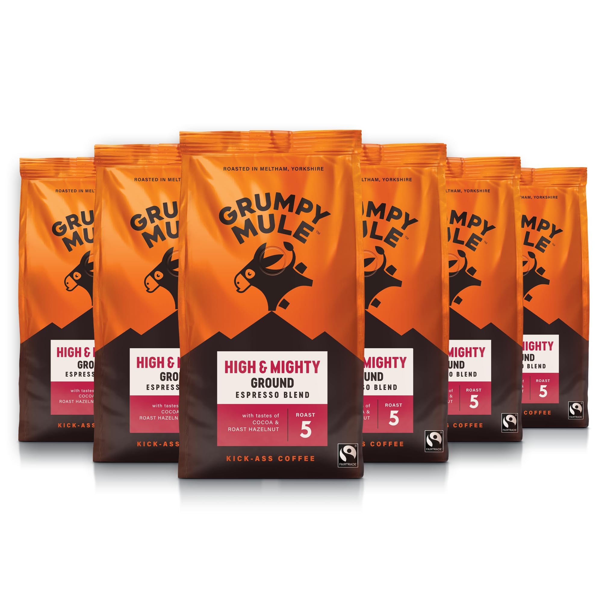Grumpy Mule High and Mighty Espresso Ground Coffee - 6 x 200g
