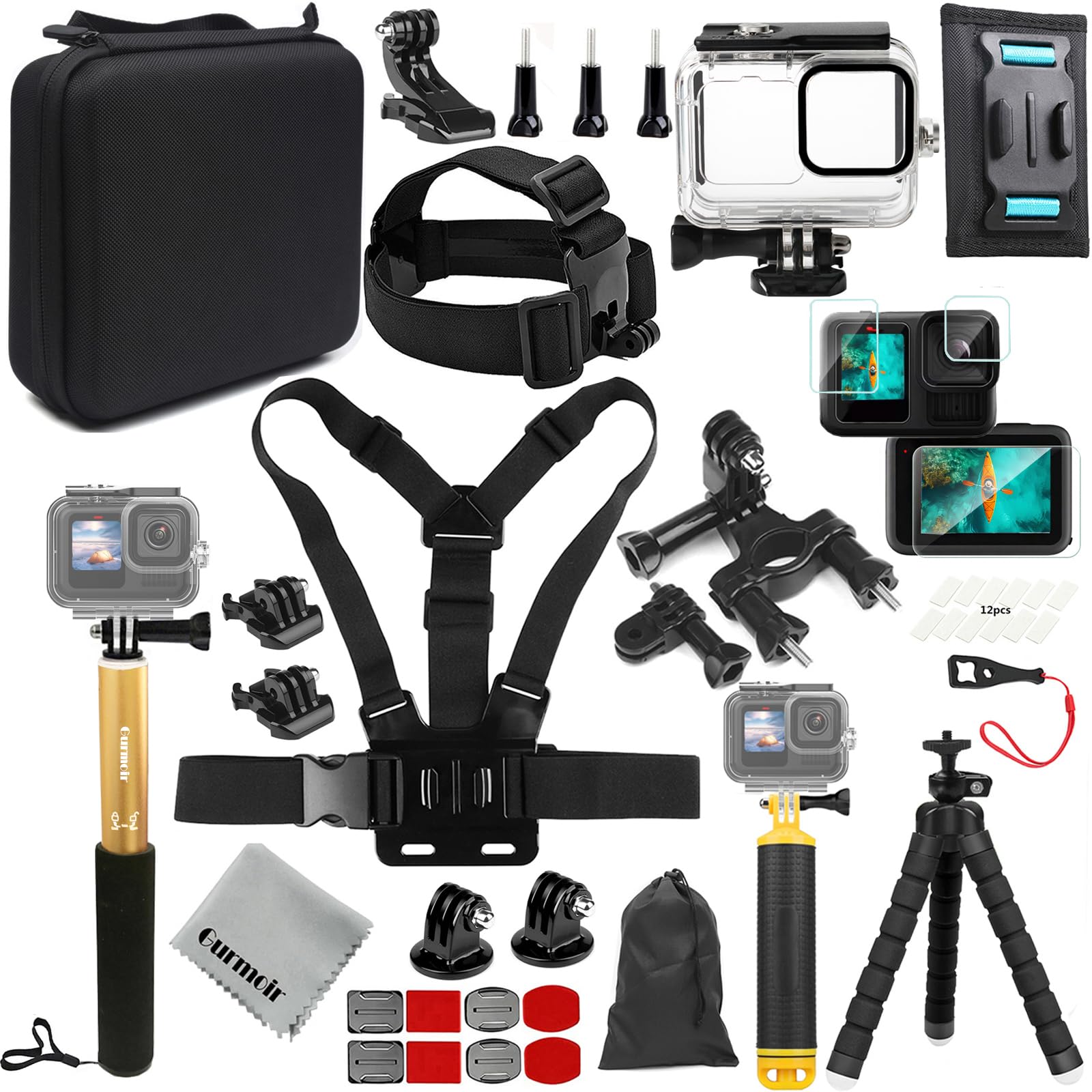Gurmoir Waterproof Case & Accessories Kit for GoPro Hero 13 12 11 10 9
