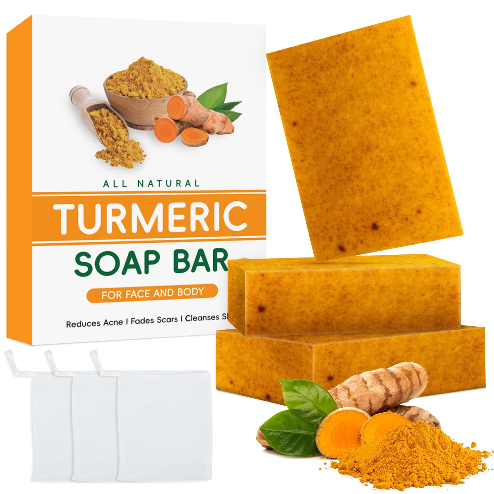 Jolof Store Turmeric & Kojic Acid Soap Bar - 3 Pack Dark Spot Remover