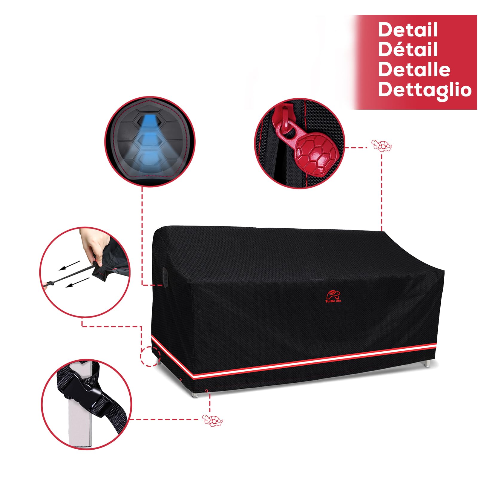 Turtle Life Heavy Duty Patio Sofa Cover – Waterproof UV Resistant Black