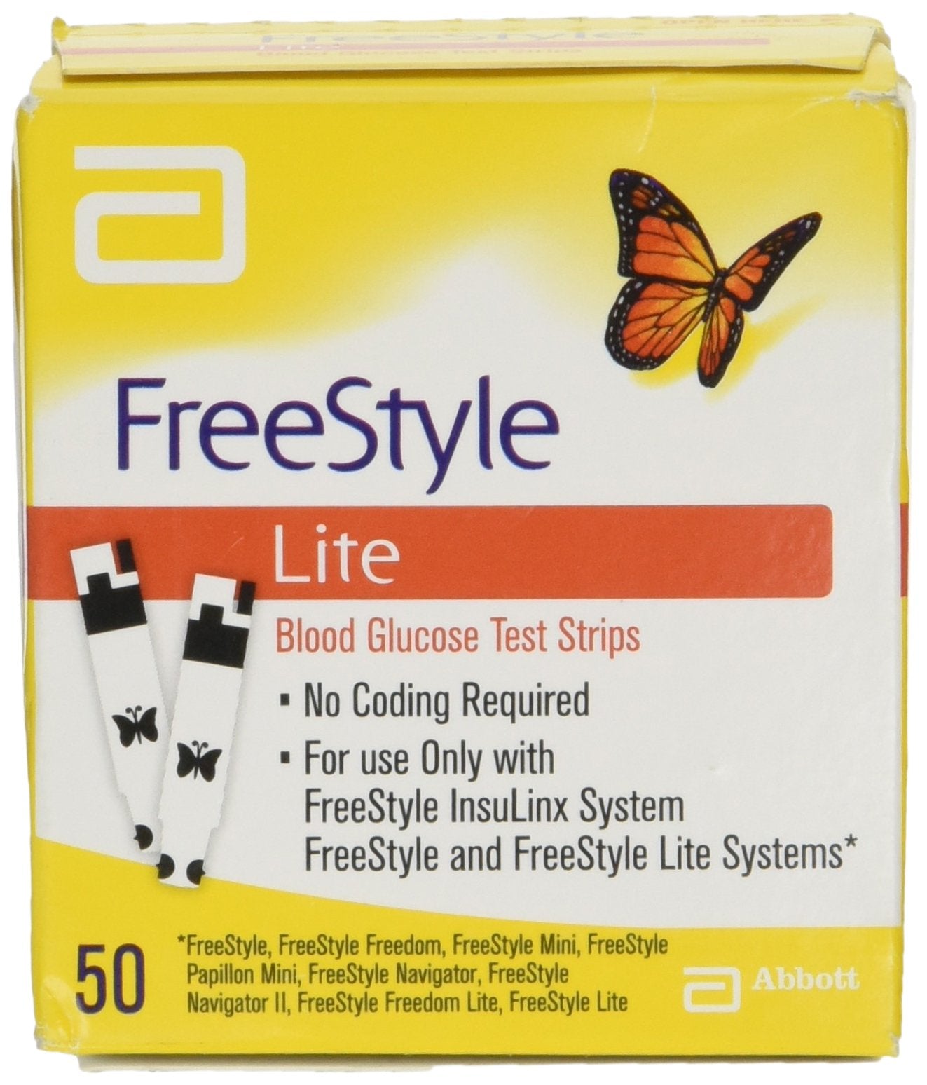 FreeStyle Lite Blood Glucose Test Strips for Diabetes Care – 50 Count