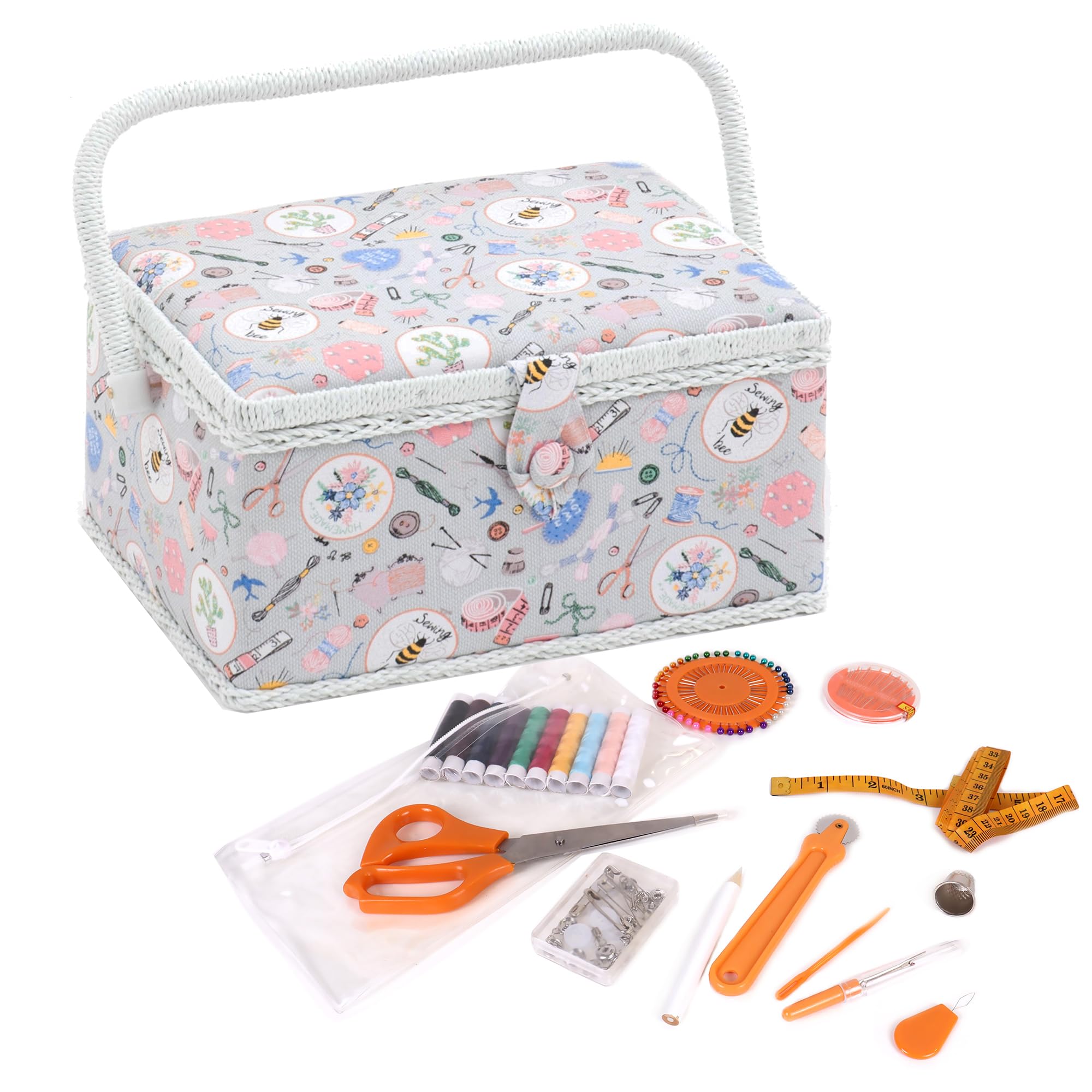 Hobby Gift Medium Sewing Basket – 94 Piece Kit & Storage Box