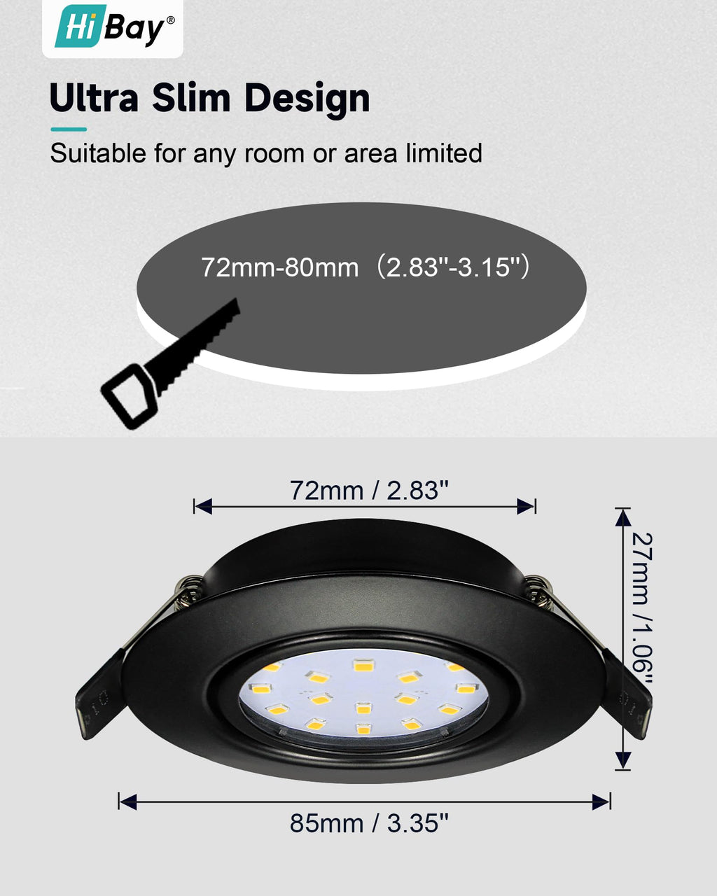 HiBay 8-Pack Ultra Slim LED Recessed Spotlights | Matte Black 5W Tilt Downlight