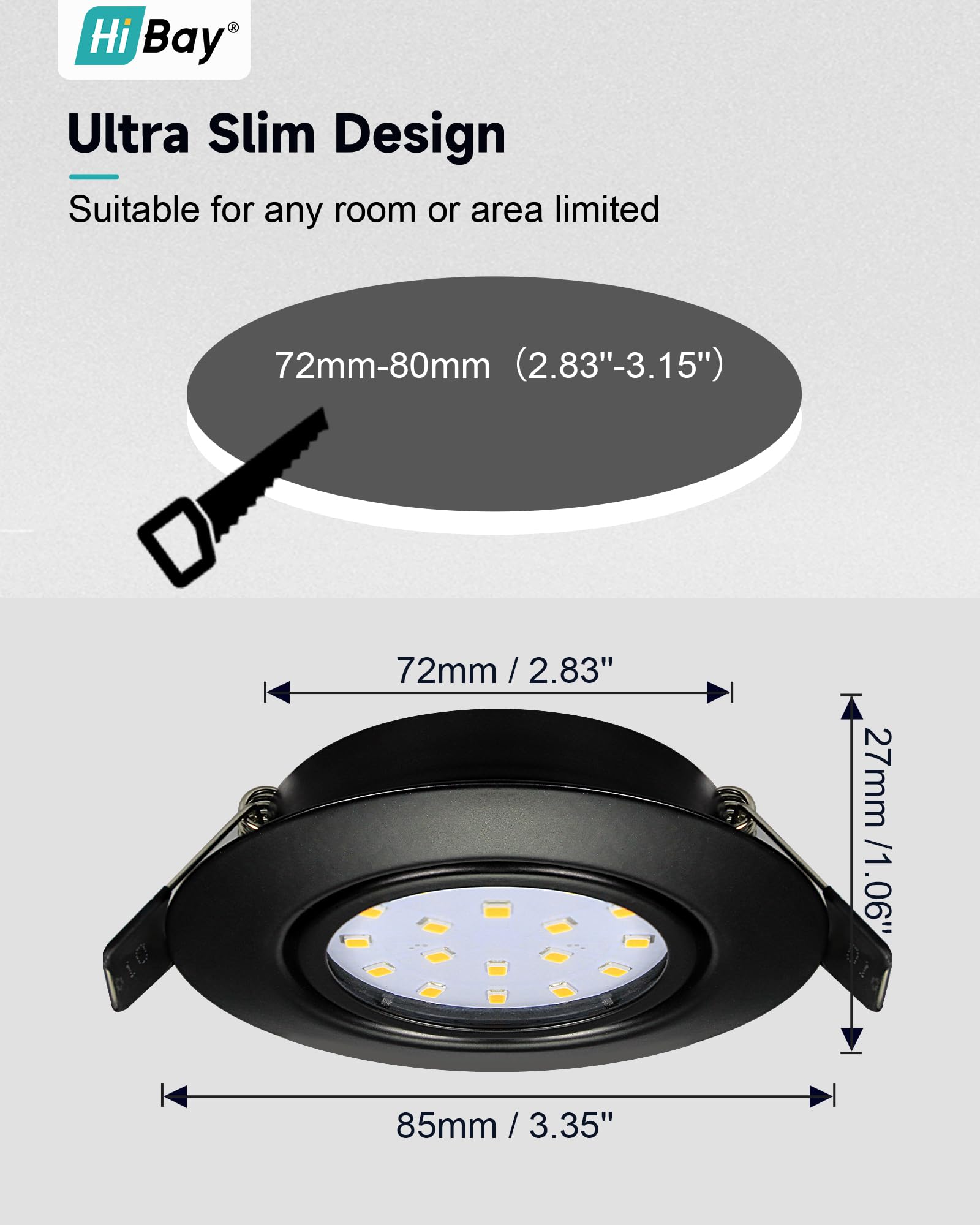 HiBay 8-Pack Ultra Slim LED Recessed Spotlights | Matte Black 5W Tilt Downlight
