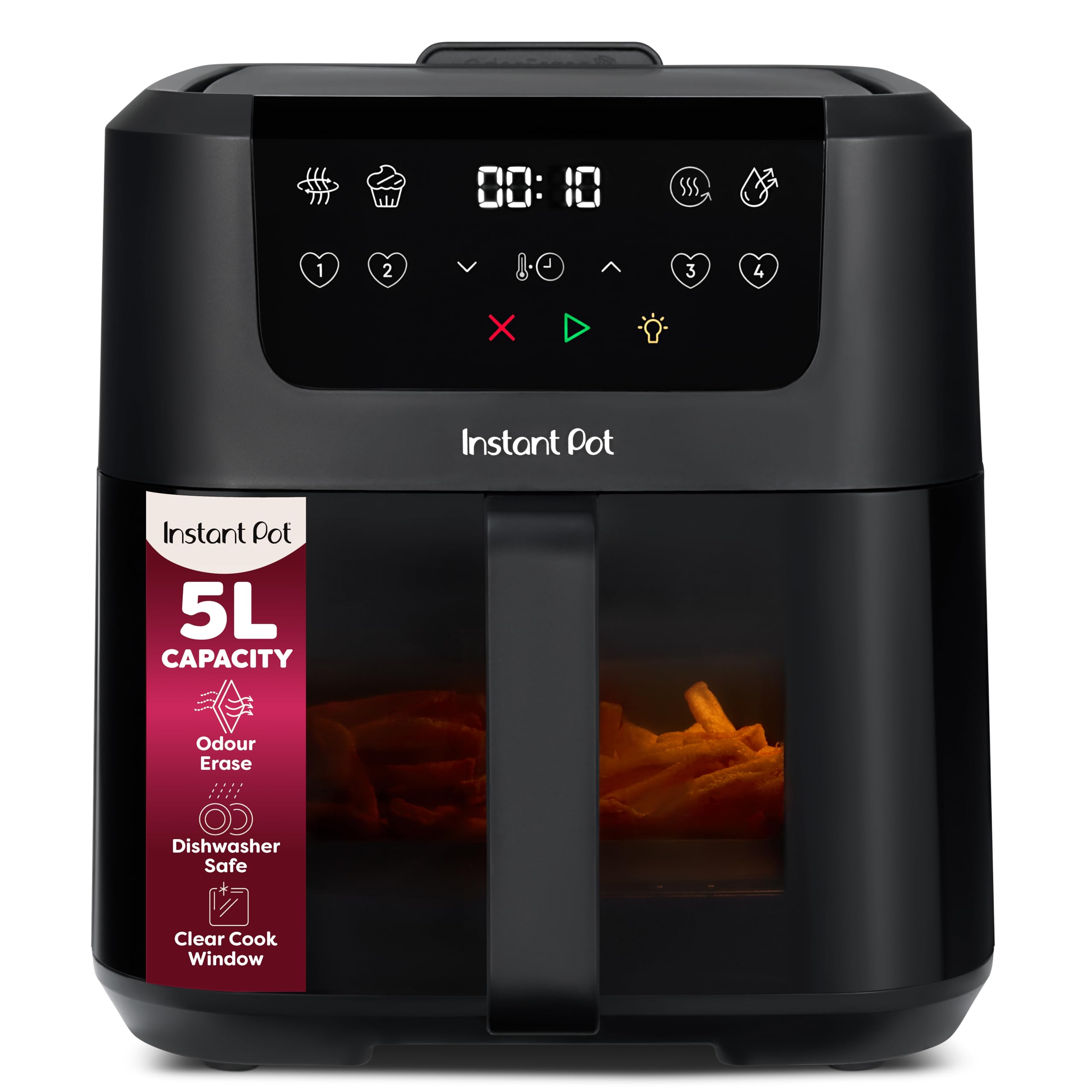 Instant Pot Vortex Compact Air Fryer – 5L Non-Stick Basket, Black
