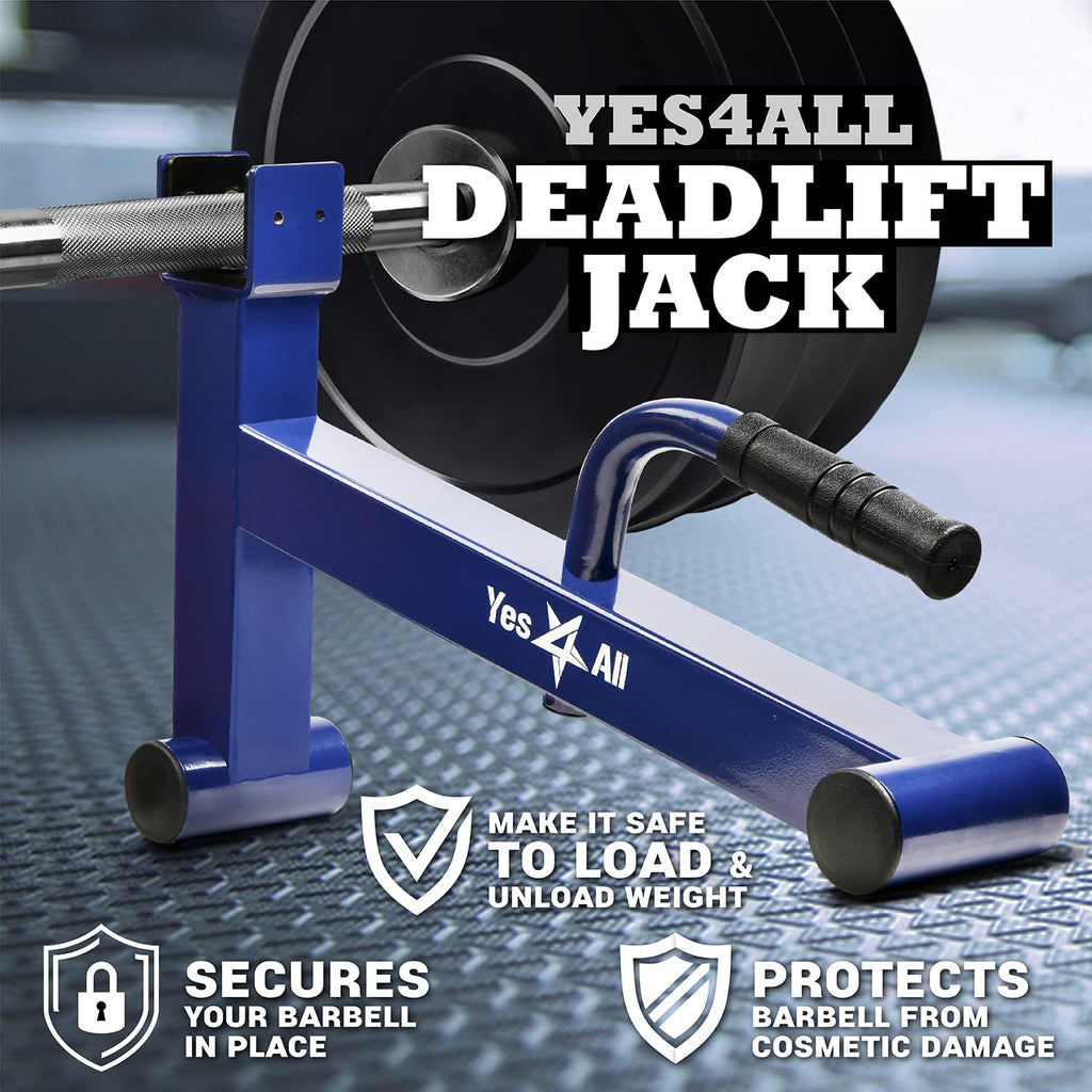 Yes4All Mini Deadlift Bar Jack – Stainless Steel Barbell Jack, Blue