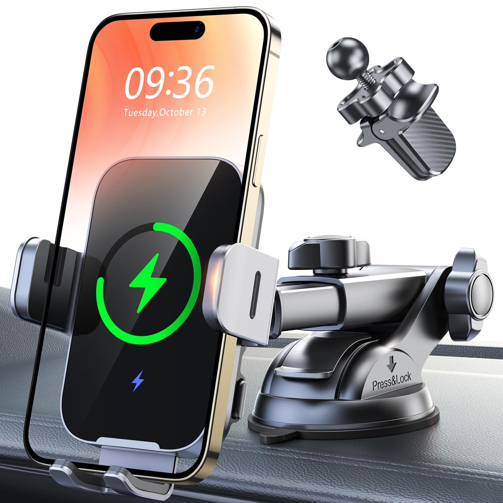 ISEYOU 15W Fast Wireless Car Charger – Auto Clamping Phone Holder