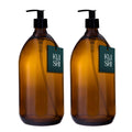 Kuishi Amber Glass Soap Dispenser | Refillable Pump Bottle - 1000ml
