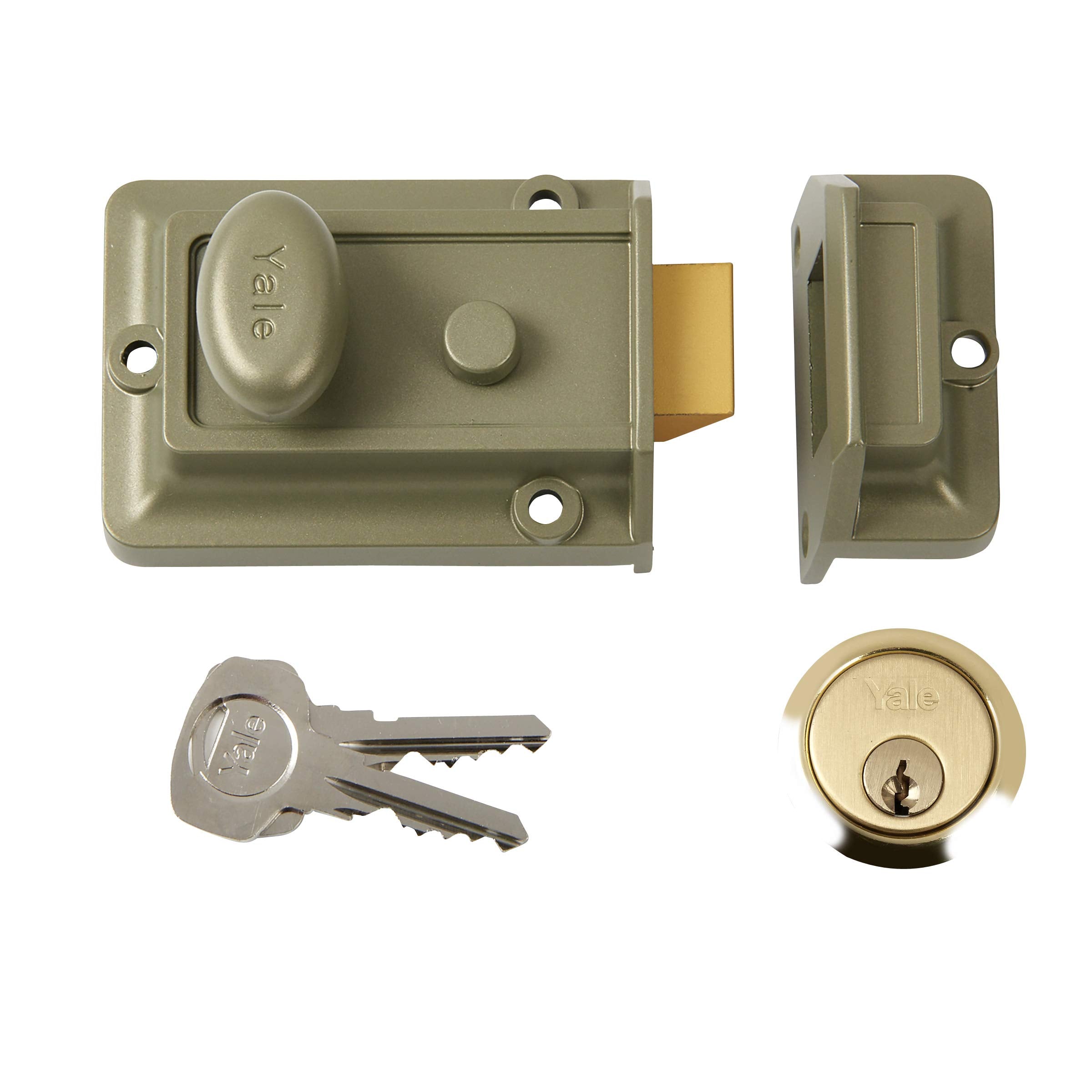Yale Traditional Nightlatch – 60mm Door Lock in Electro Nickel Brass