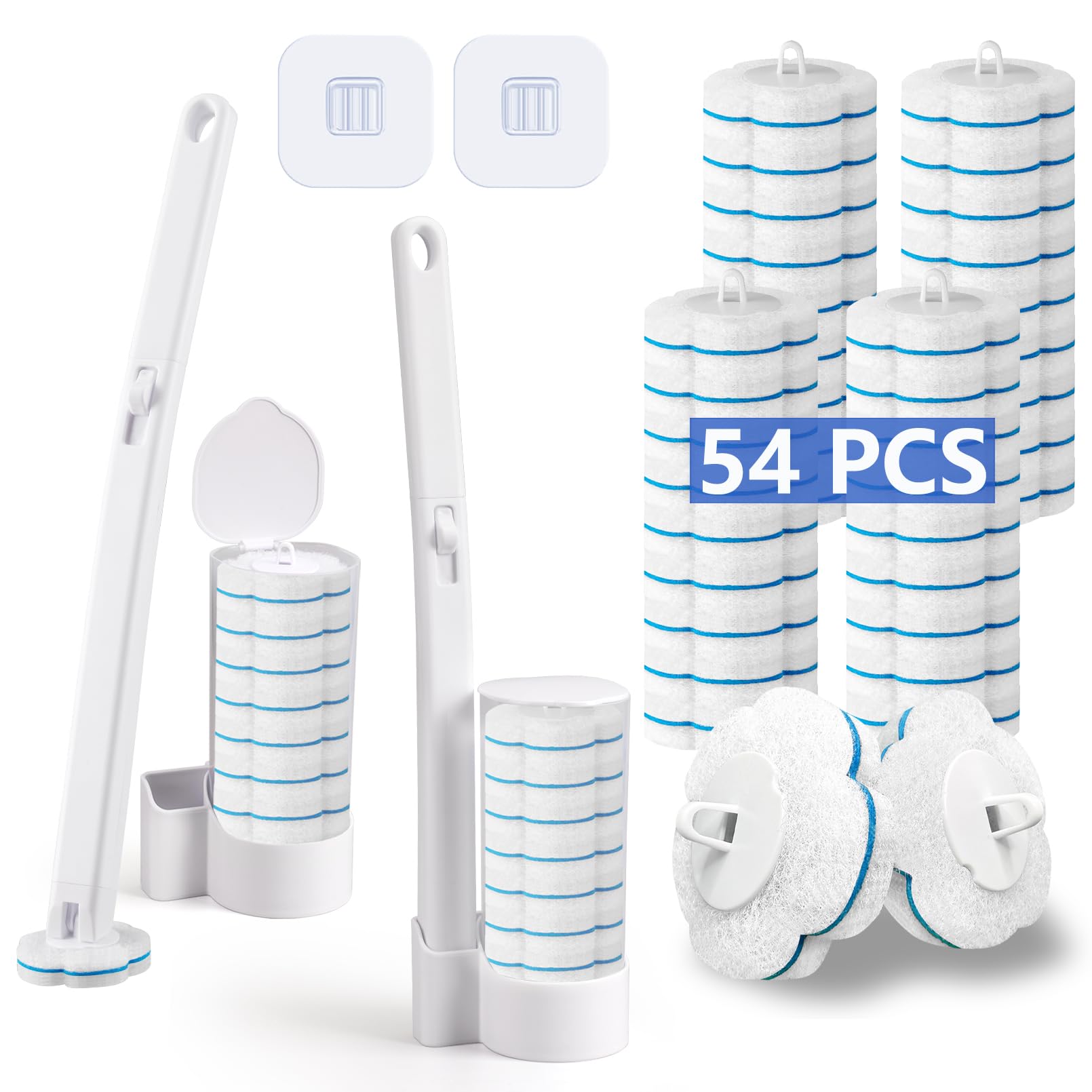 Ucaimao Disposable Toilet Brush 2-Pack | Toilet Wand with 54 Refills