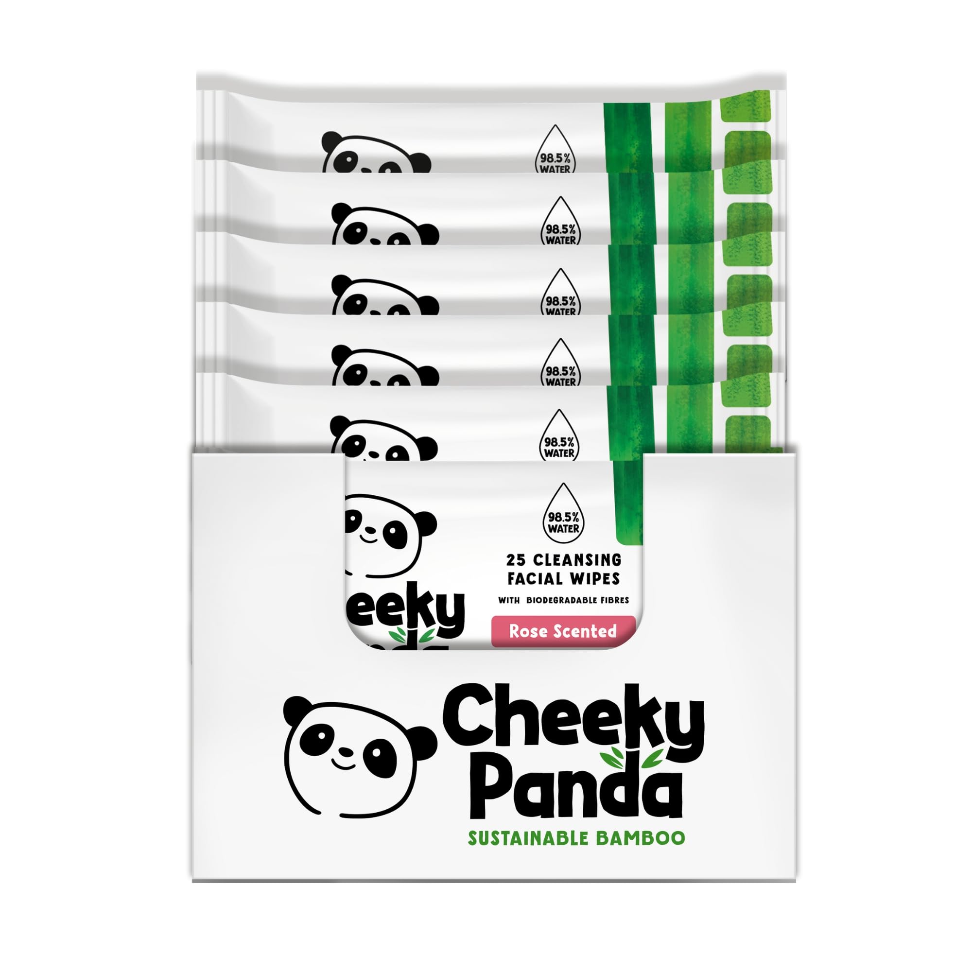 The Cheeky Panda Bamboo Makeup Remover Wipes | Rose Scented | 6 Packs