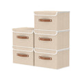 OUTBROS Storage Boxes with Lids 5 Pack, Bins 26x20x17 cm, Beige - image 1