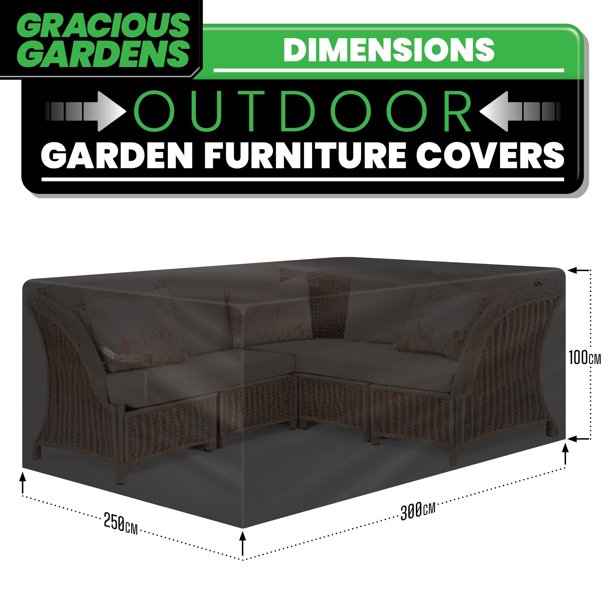 Gracious Gardens Waterproof Garden Furniture Cover - 300x250x100cm Oxford