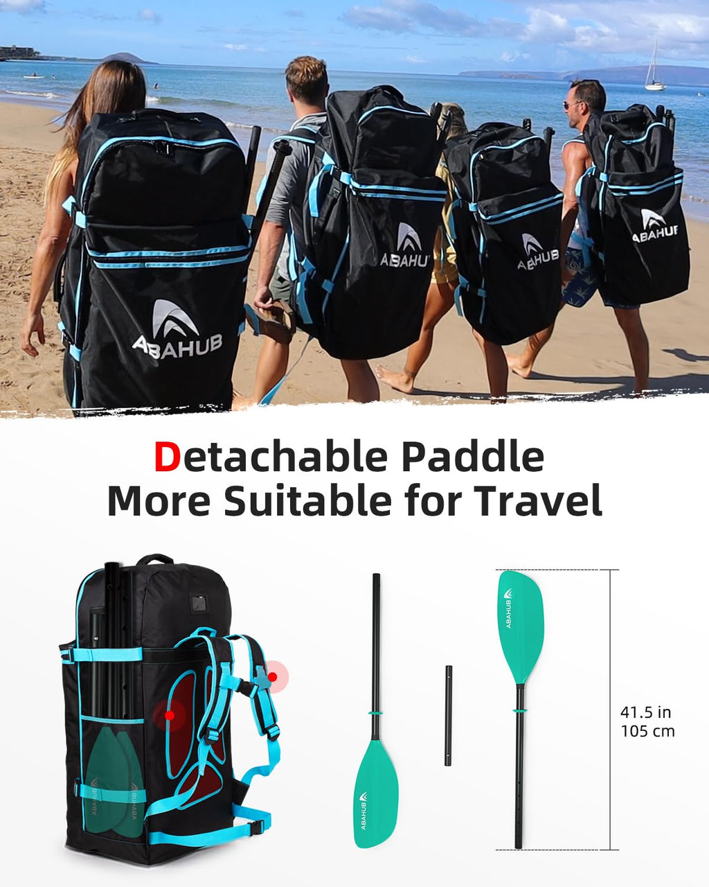Abahub Adjustable Kayak Paddle | 210-230cm Aluminum Oar | Mint Green