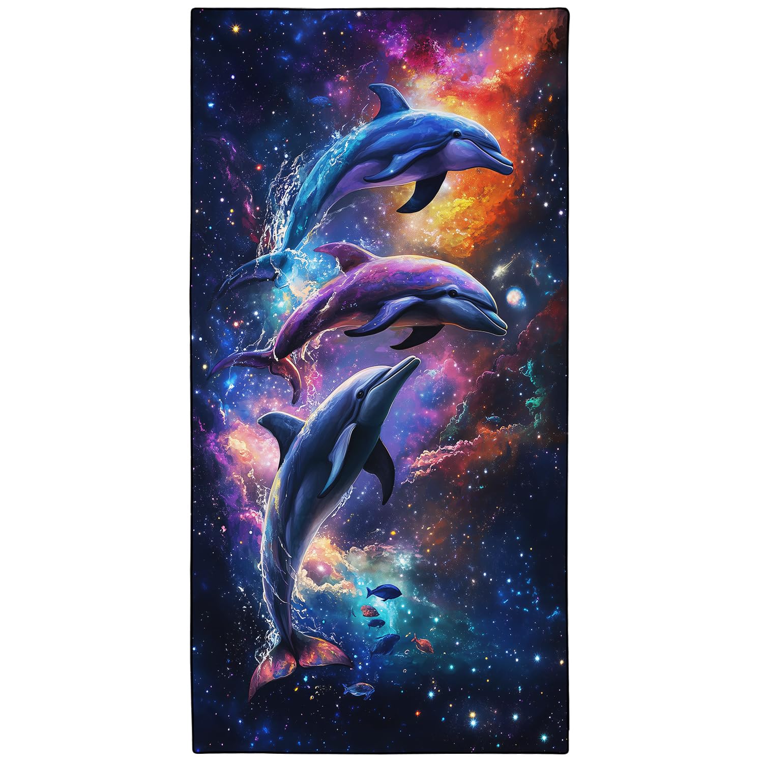 YISUMEI Galaxy Dolphins Microfibre Beach Towel | Quick Dry & Sand Proof