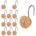 Boho Rattan Shower Curtain Hooks – 12pc Woven Knots