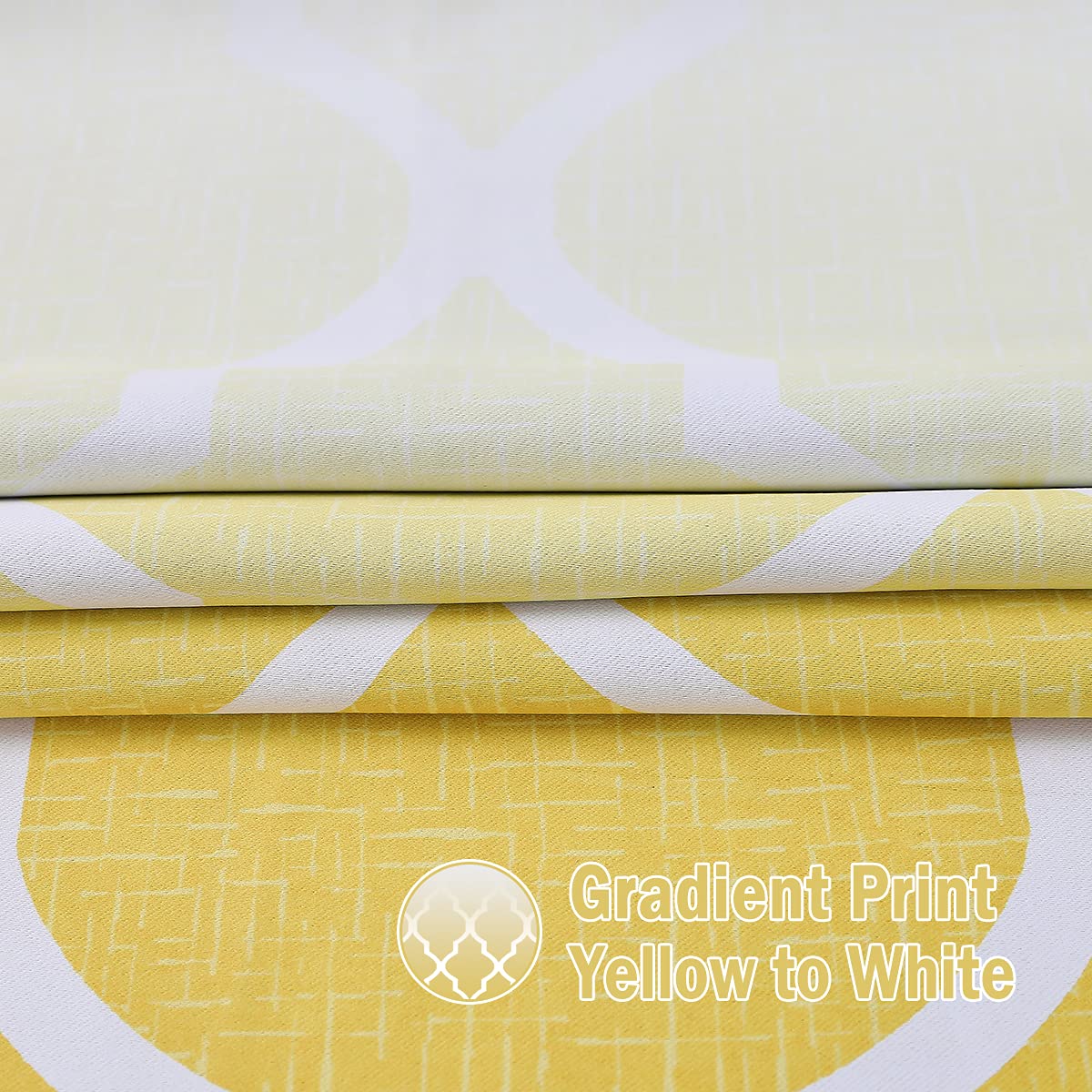 Beauoop Yellow Ombre Blackout Curtains – 72 Inch Geometric Eyelet Drapes