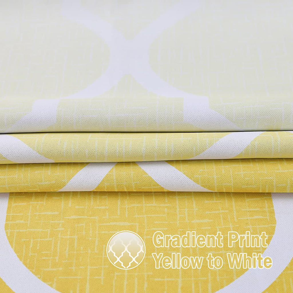 Beauoop Yellow Ombre Blackout Curtains - 90 Inch Geometric Eyelet Drapes