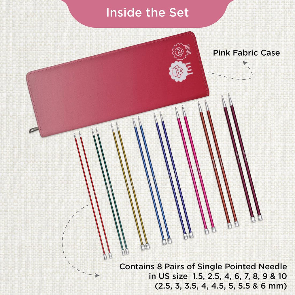 KnitPro Zing Single-Pointed Knitting Needle Set - 8 Pairs (30cm)