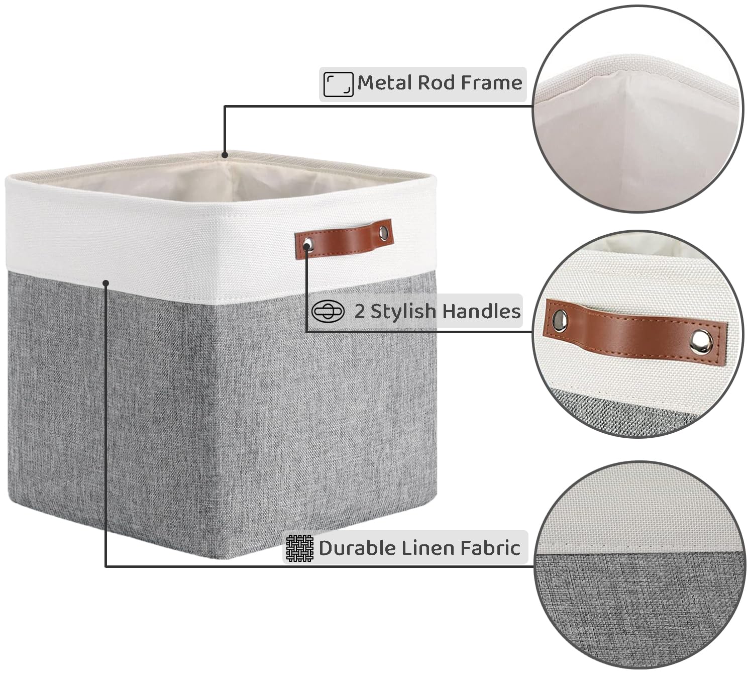 Mangata Fabric Storage Cubes for Kallax – Set of 4 Foldable Baskets, Grey