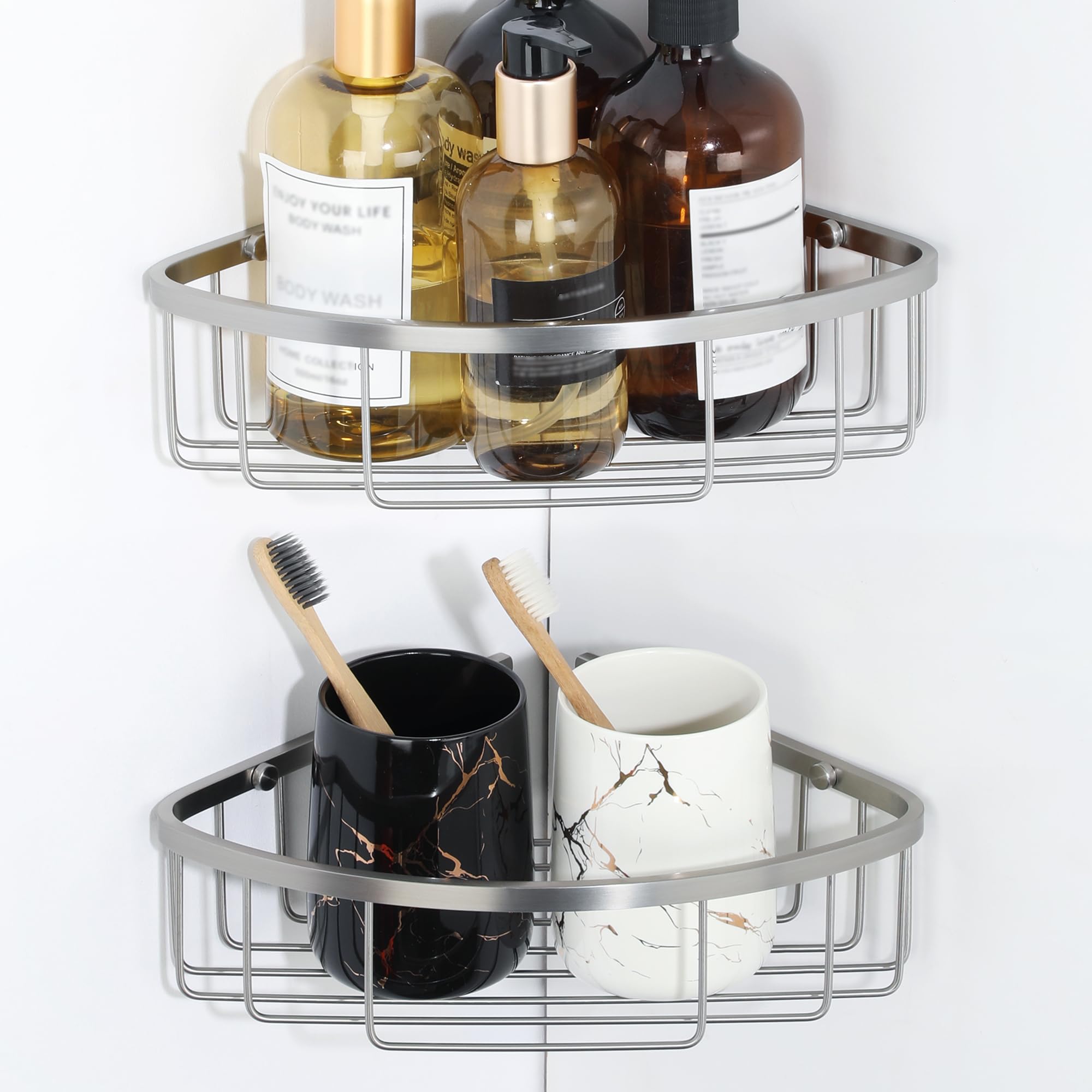 SAYAYO 2-Pack Corner Shower Caddy | SUS304 Stainless Steel Wall Shelves