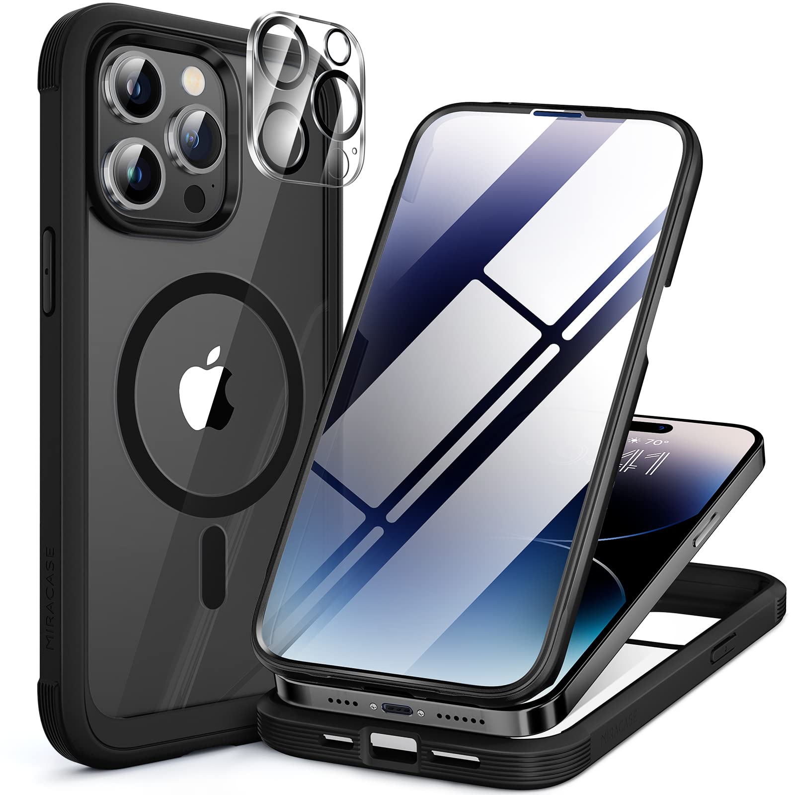 Miracase Magnetic iPhone 14 Pro Case | Rugged Full-Body Cover - Black