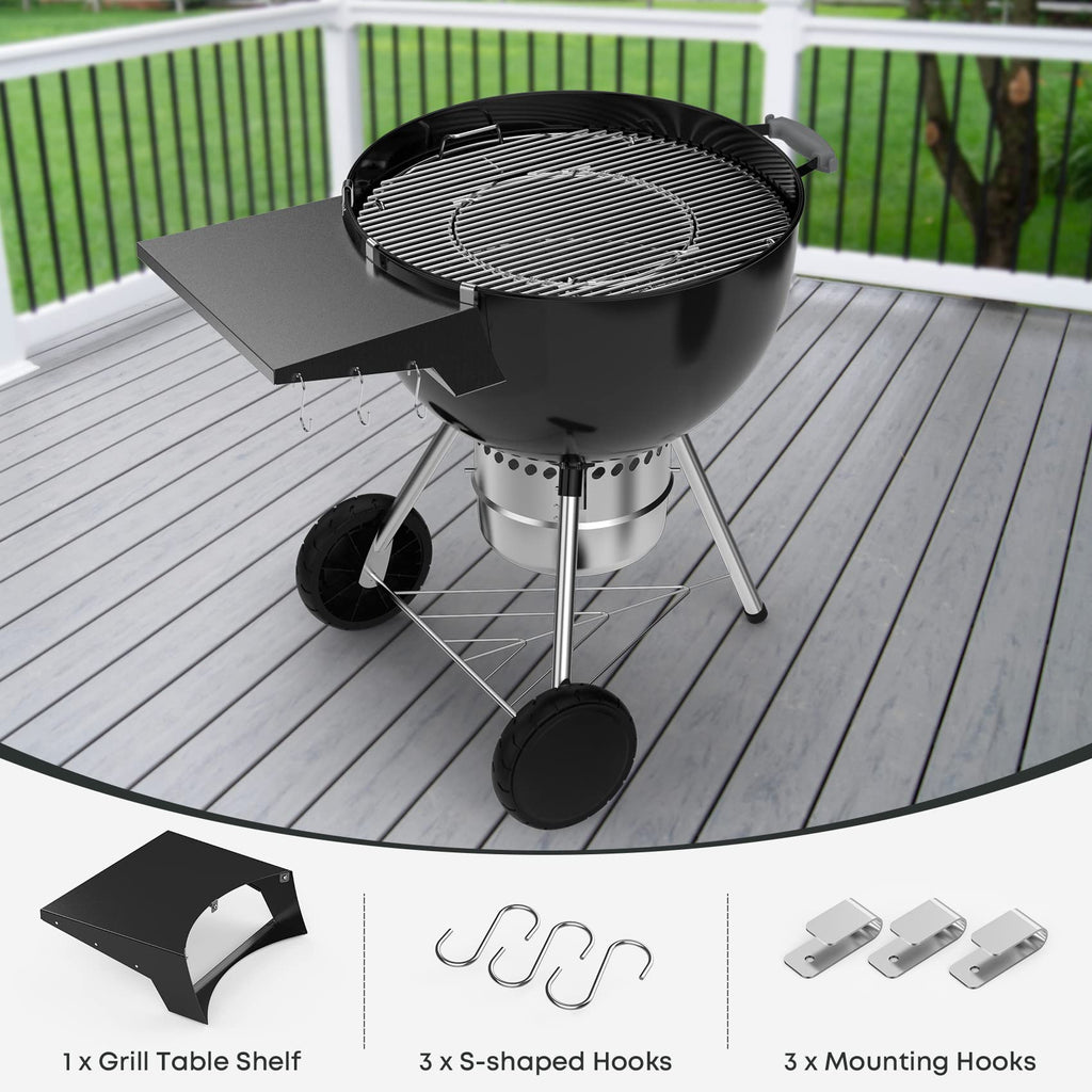 Onlyfire BBQ Side Table for 57cm Weber Kettle Grill | Steel Shelf