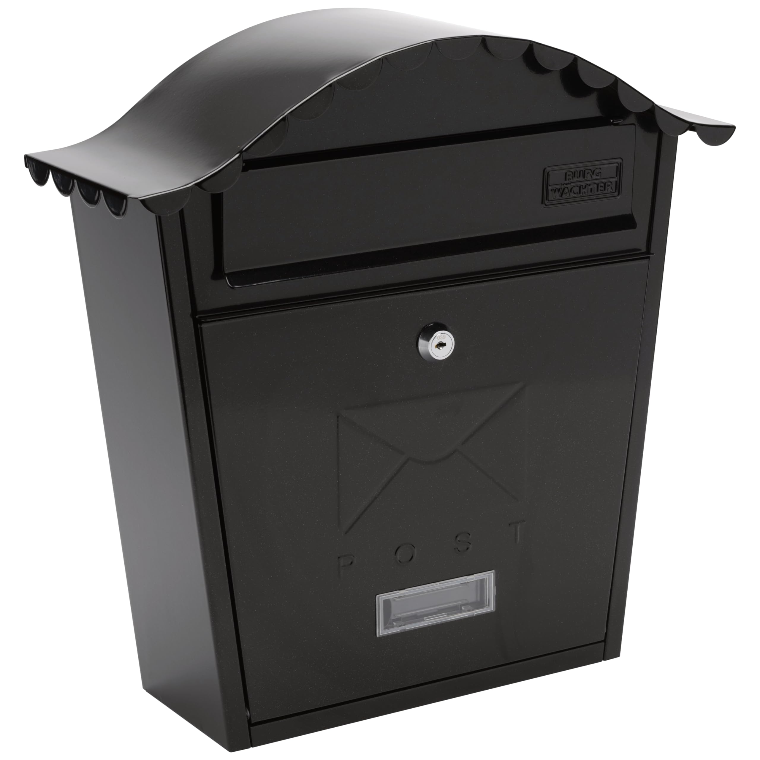 Burg-Wachter Black Wall Mounted Steel Lockable Weatherproof Post Box