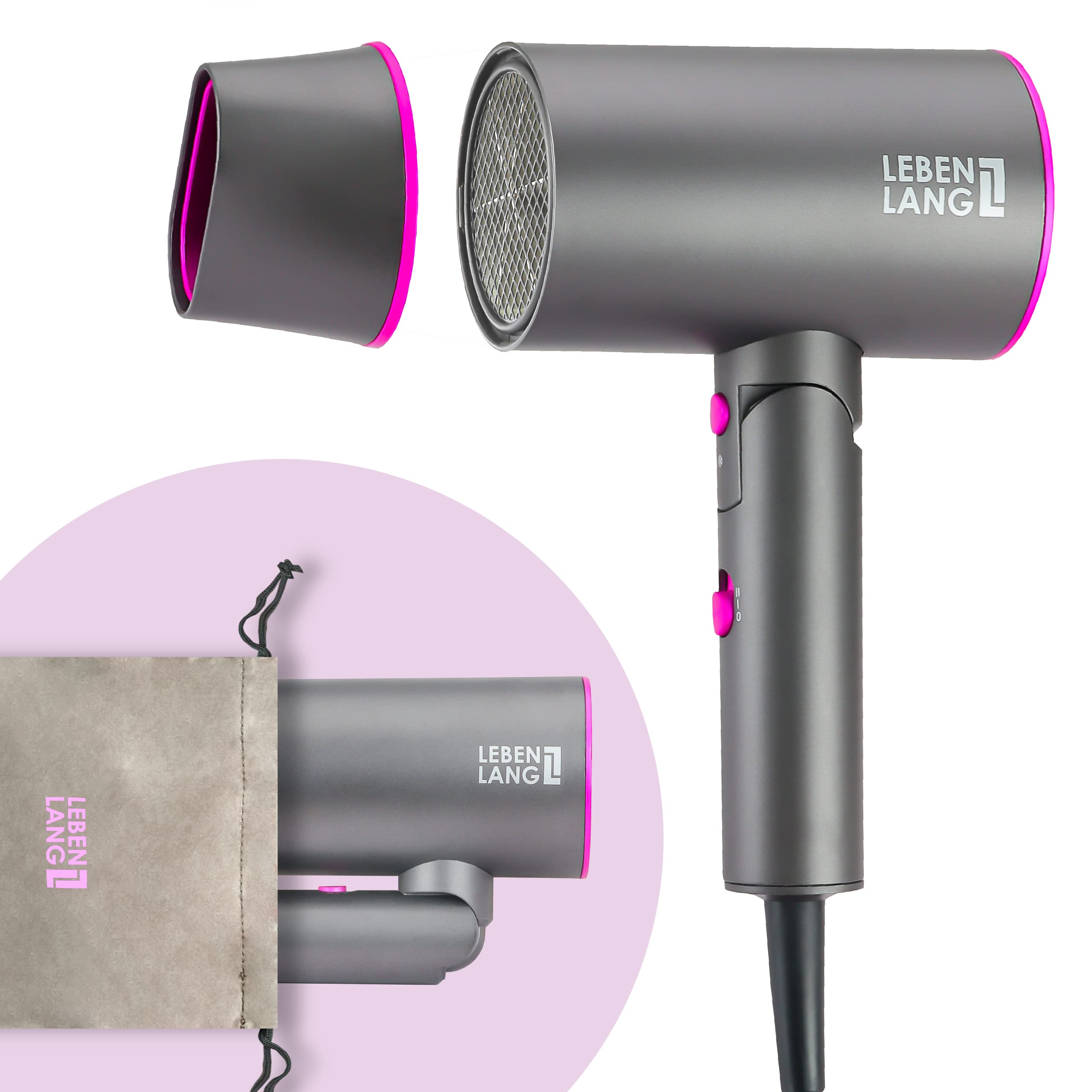 LEBENLANG 2100W Ionic Hair Dryer – Foldable Portable Travel Blow Dryer