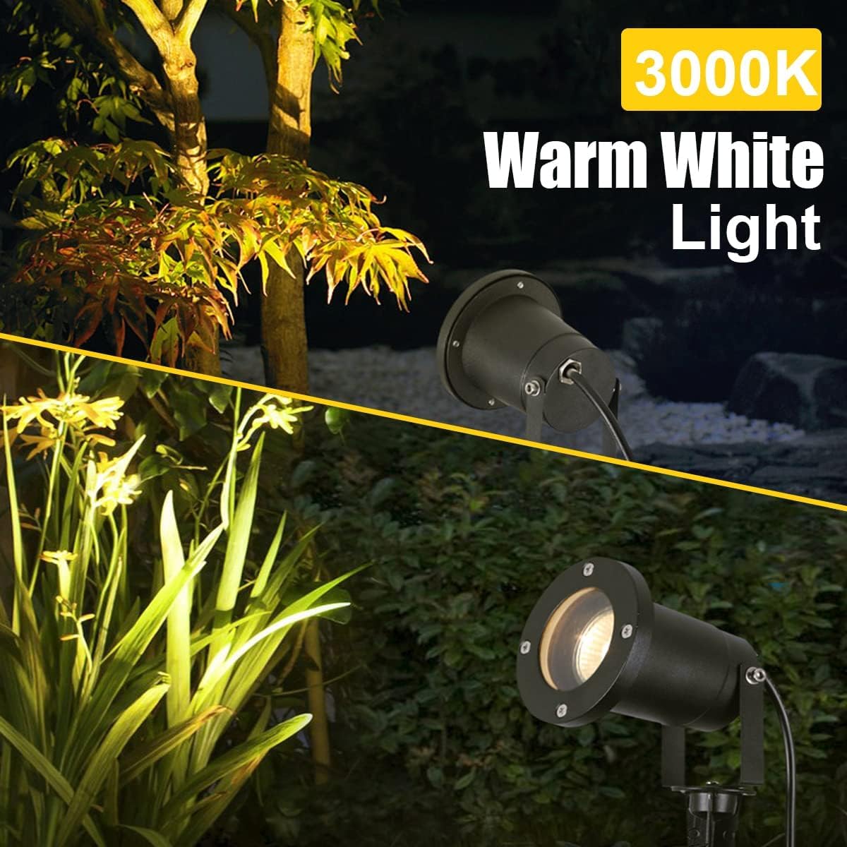 OMSEN Garden Spotlights | IP67 Waterproof GU10 Aluminium Spike Lights - 3 Pack
