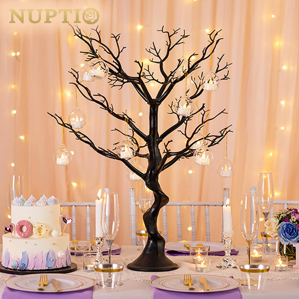 Nuptio 75cm Black Artificial Twig Tree – Tabletop Holiday Ornament Display