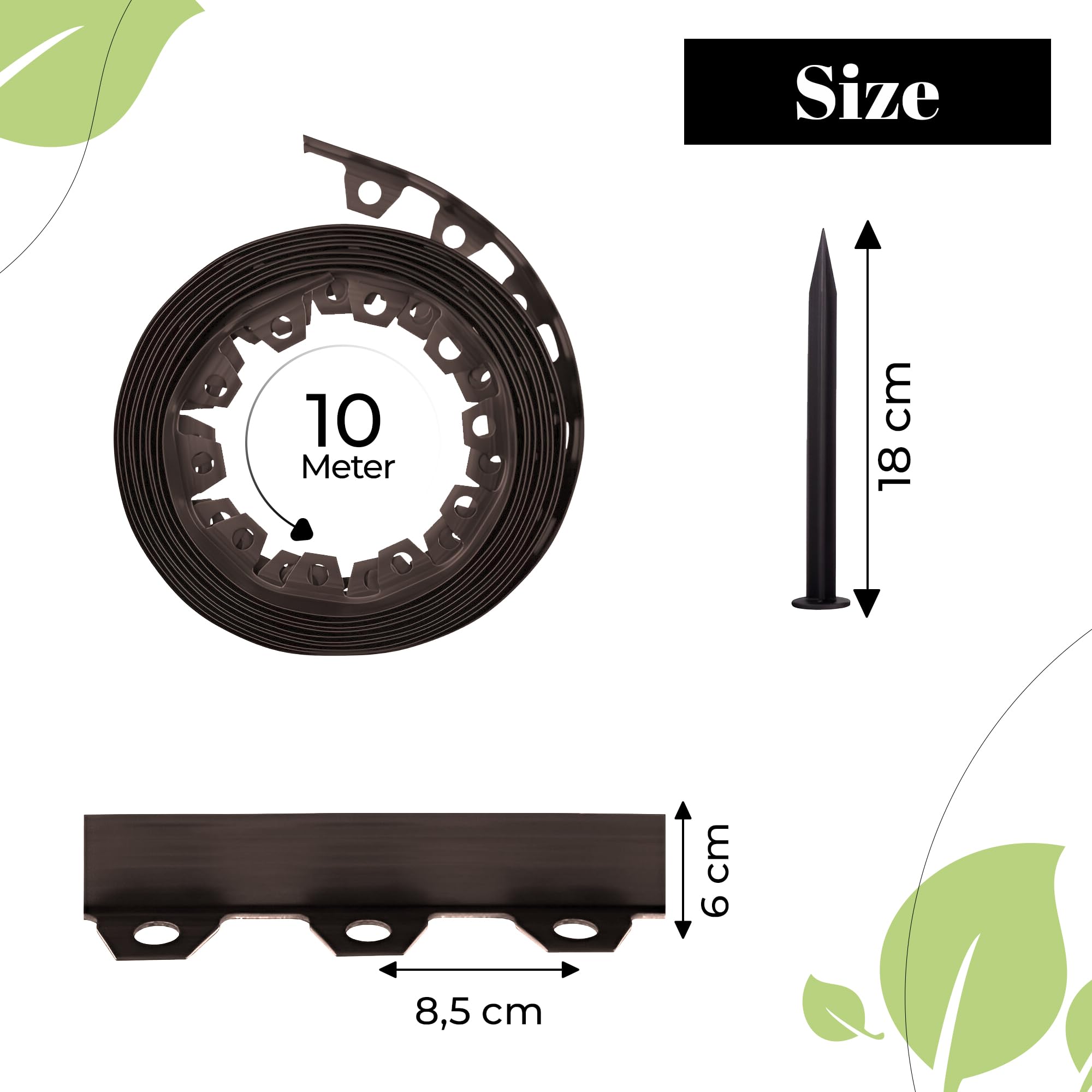 Gardenix Brown Flexible Lawn Edging - 33ft Garden Border with Pegs