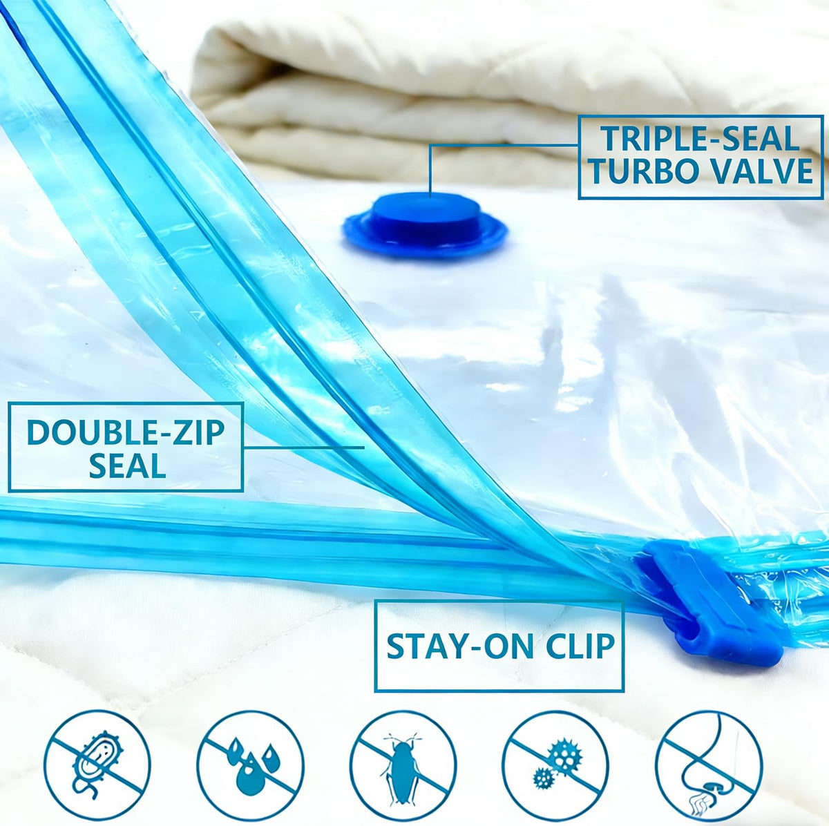 2 Pack 100 X 130cm Vacuum Storage Bags, Extra Large Strong Space Saver Compression Bags - image 3
