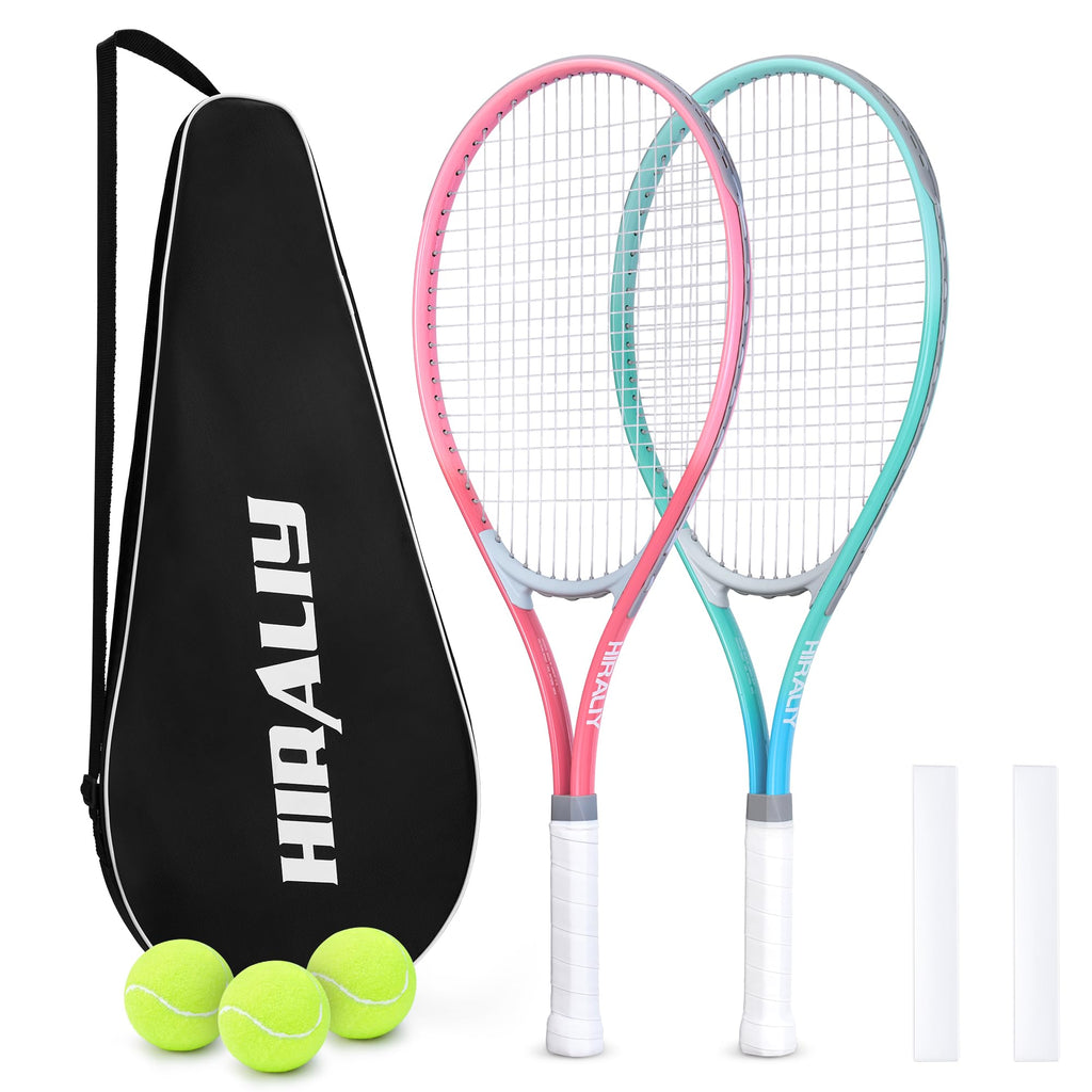 HIRALIY 27" Tennis Rackets Set of 2 | Lightweight Beginner Racquet Kit