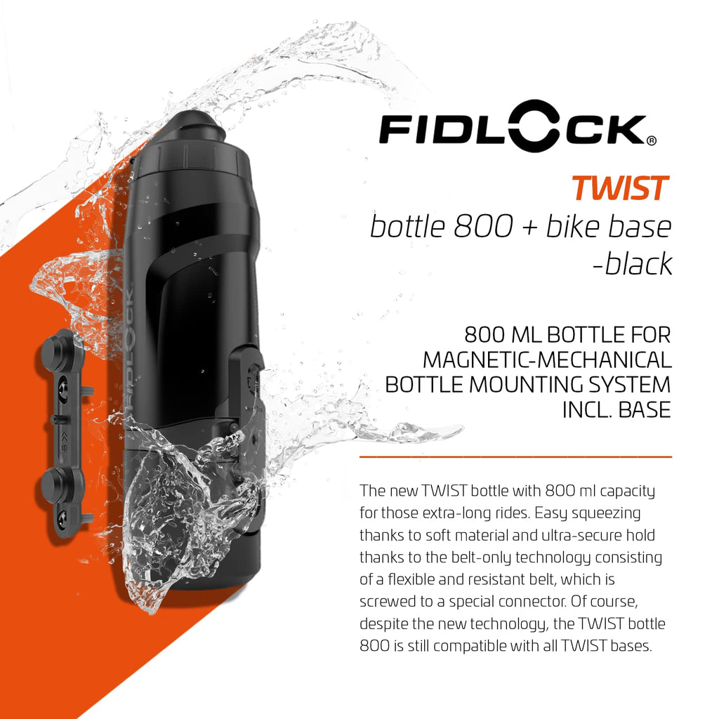Fidlock Twist 800 Magnetic Bike Bottle Set | BPA-Free 800ml Black