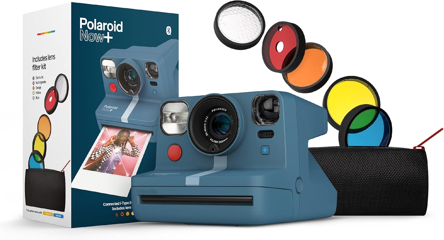 Polaroid Now+ i-Type Instant Camera with Bluetooth & Lens Filters – Calm Blue