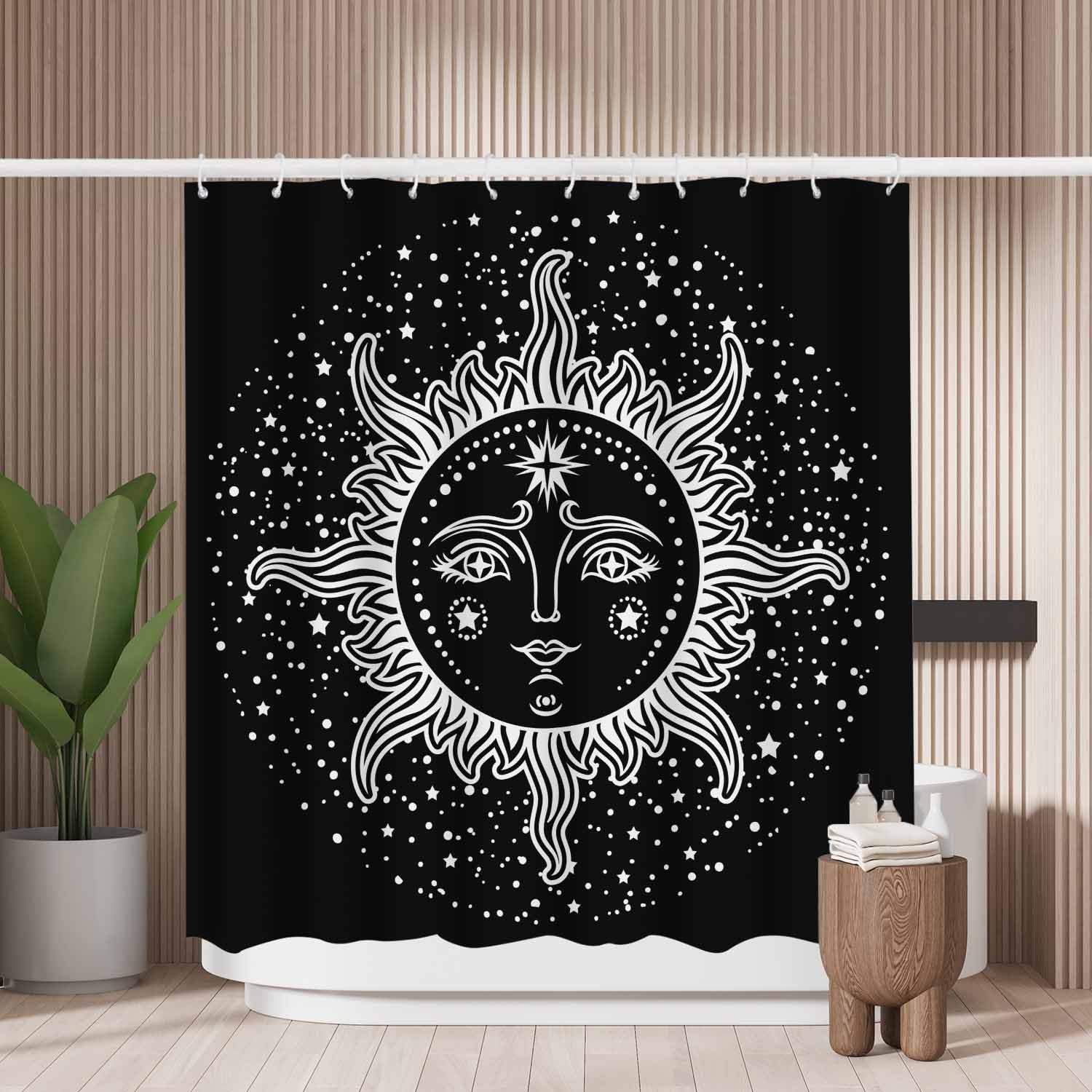 Mystic Sun Shower Curtain – Mold Resistant Polyester, 180x180cm