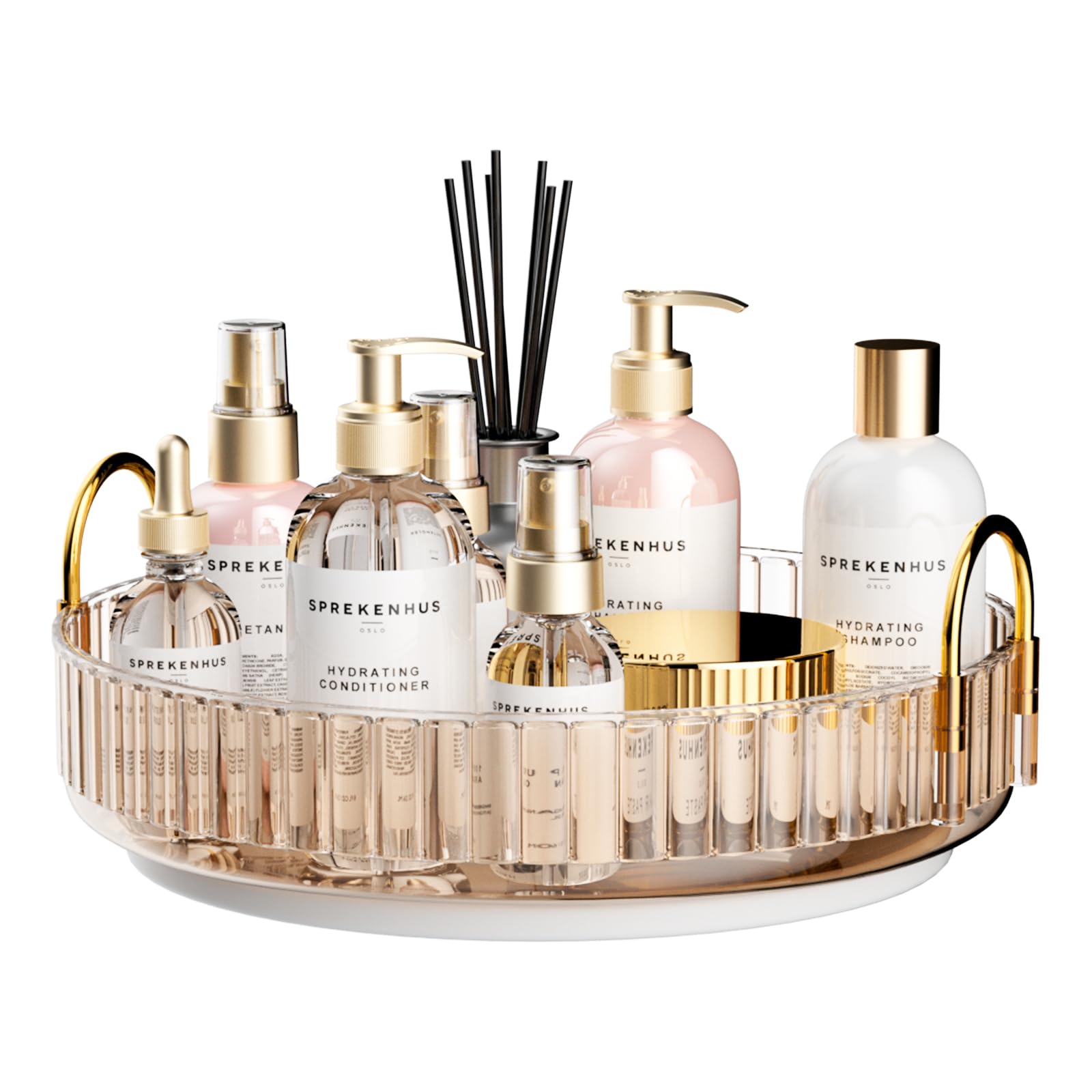 360 Rotating Makeup Organizer – 1-Tier Gold Lazy Susan