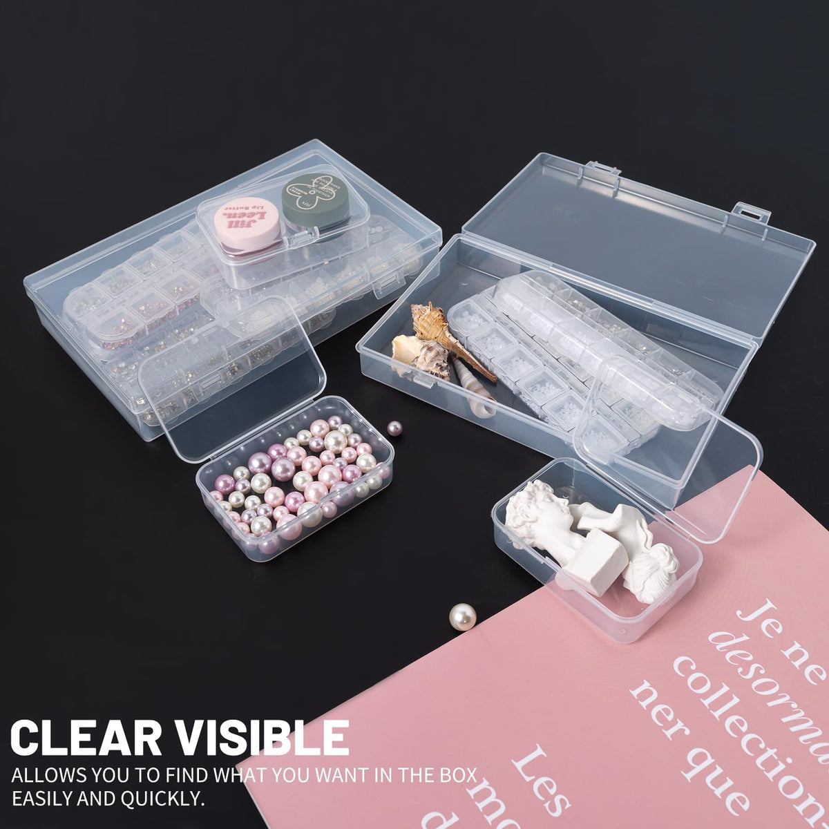 LJY Clear Hinged Storage Boxes, 20 Pack, 3 Mixed Sizes - image 3