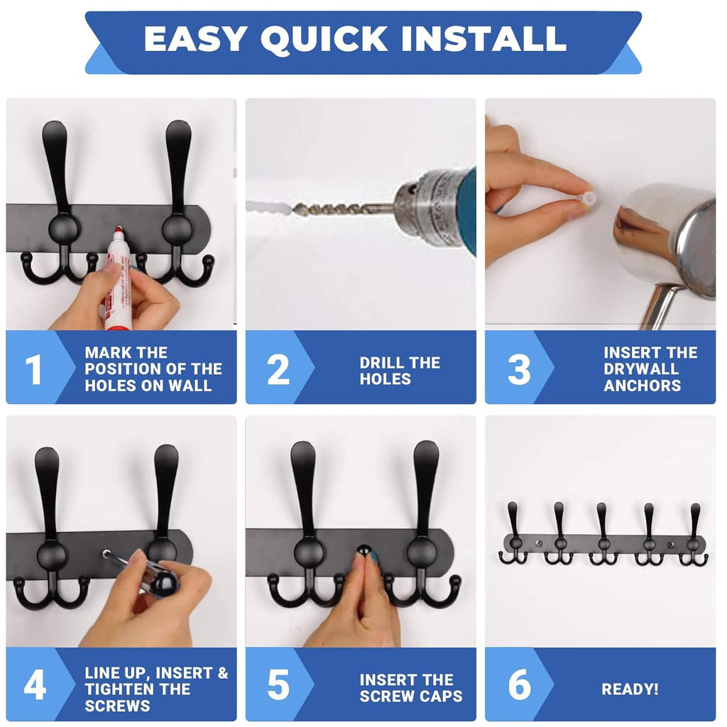 GlazieVault Coat Hooks for Wall - Stainless Steel Coat Racks 2 Pack - Heavy Duty Coat Hook Wall Mounted - image 4