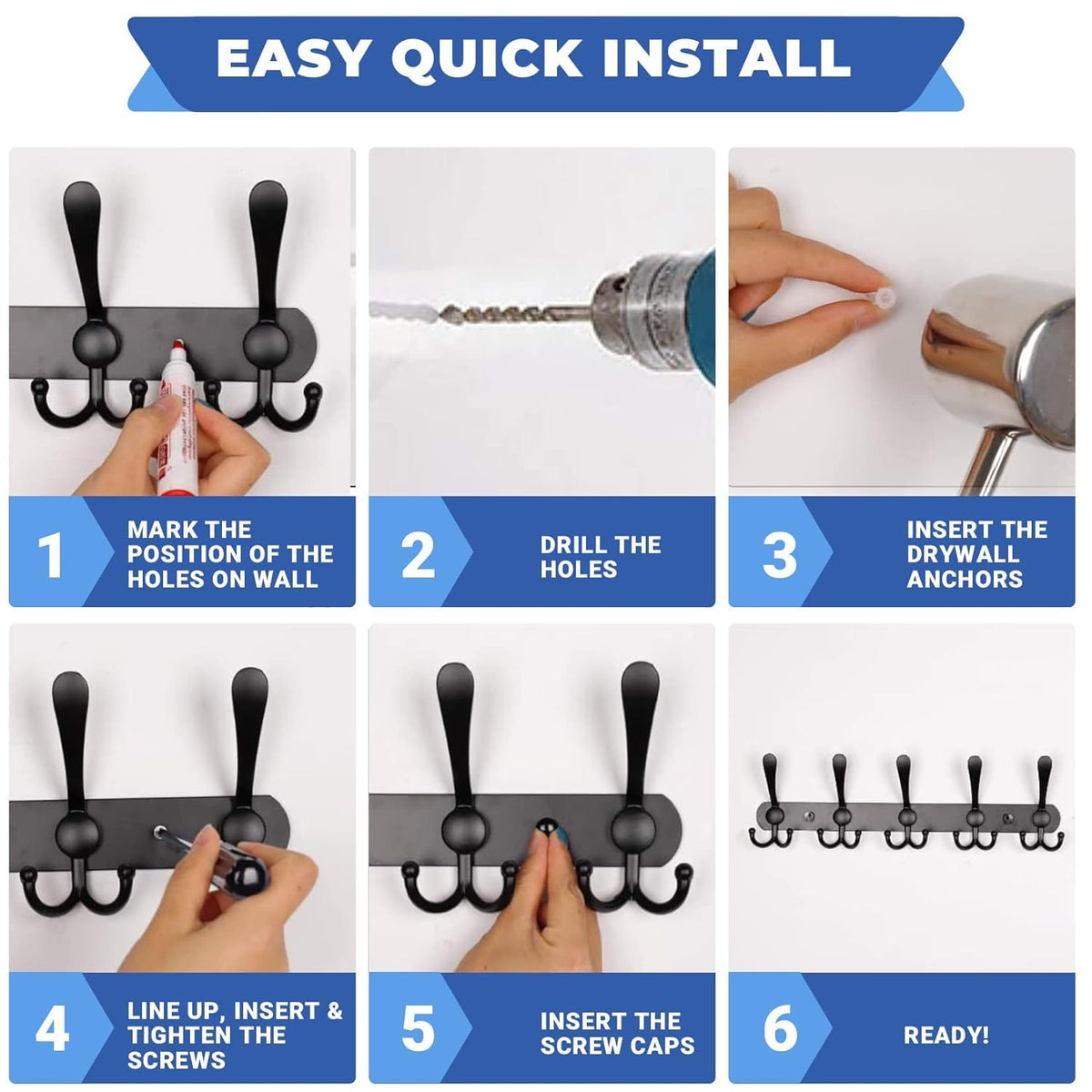 GlazieVault Coat Hooks for Wall - Stainless Steel Coat Racks 2 Pack - Heavy Duty Coat Hook Wall Mounted - image 4